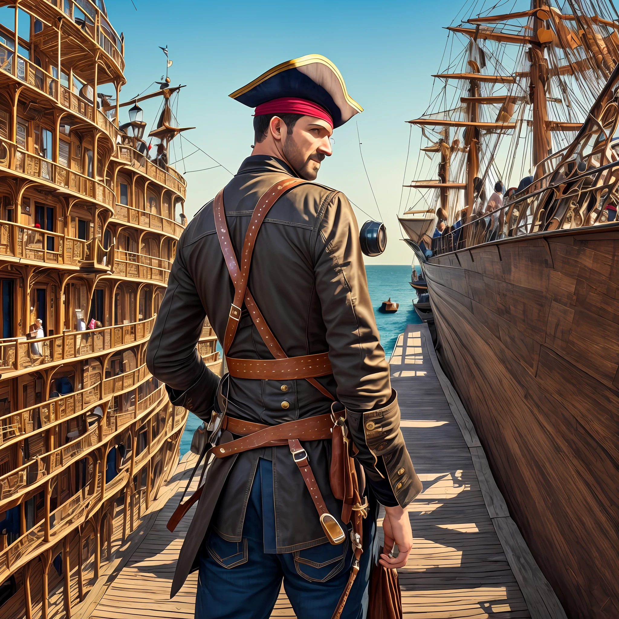 best qualtiy,80shair,Heads-up,A half body,Back Shadow,One guy,breitling,at pirate ship