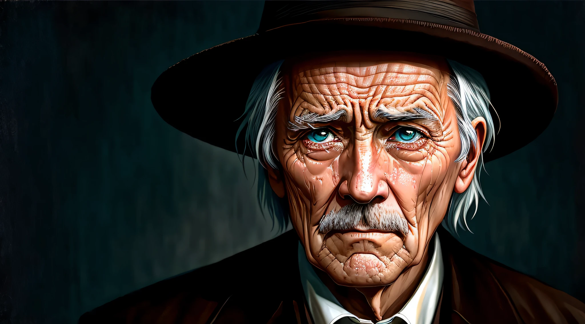 Old sad gentleman with tears in his eyes