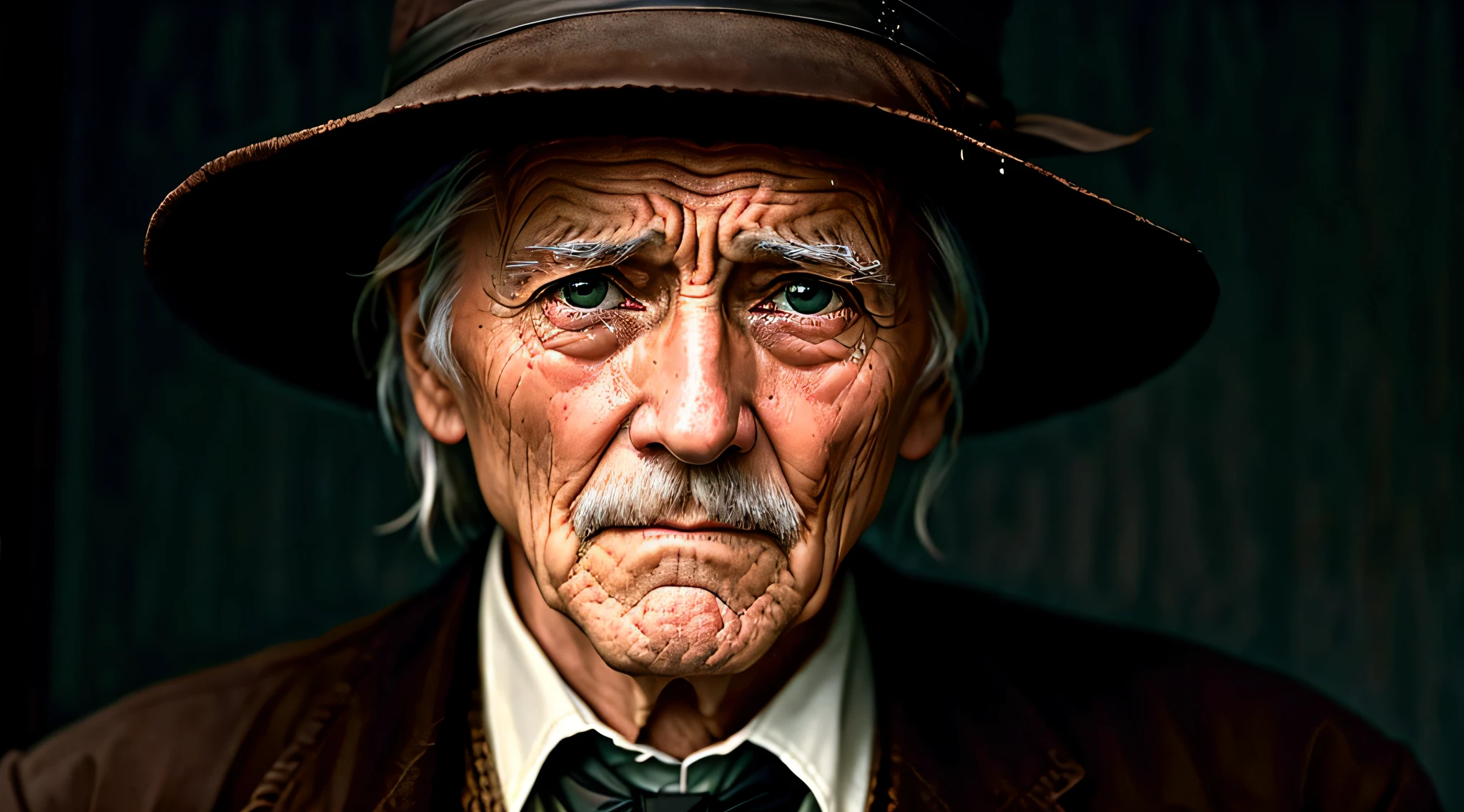 Old sad gentleman with tears in his eyes