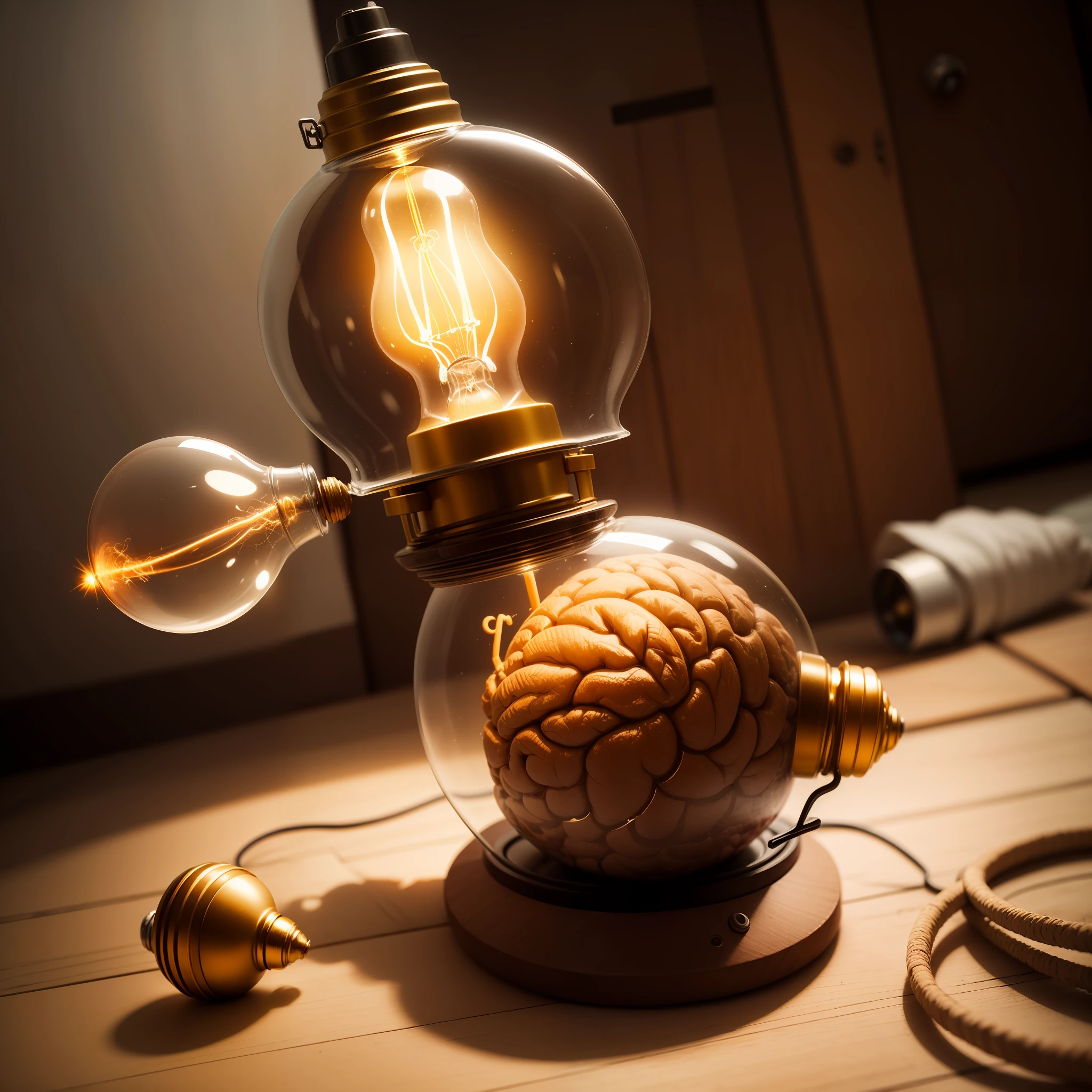 bulb, brain inside, sem nada ao redor, simple round lamp