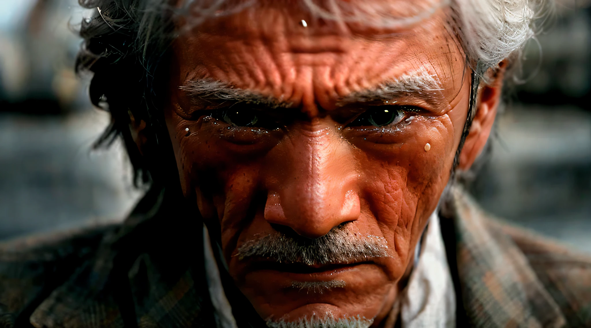 Old sad gentleman with tears in his eyes