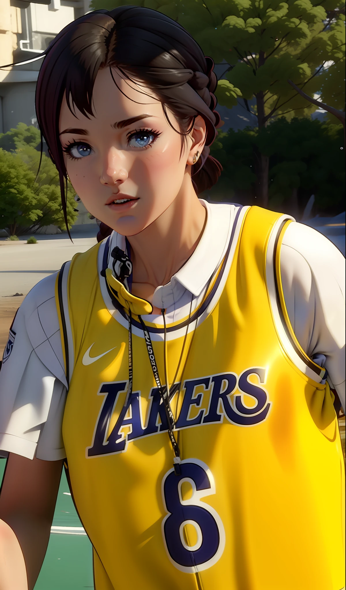 Beauty wears sports vests