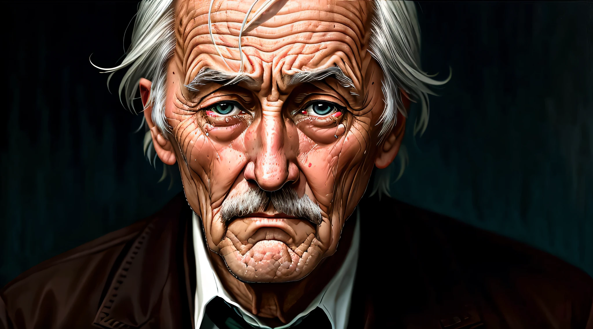Old sad gentleman with tears in his eyes
