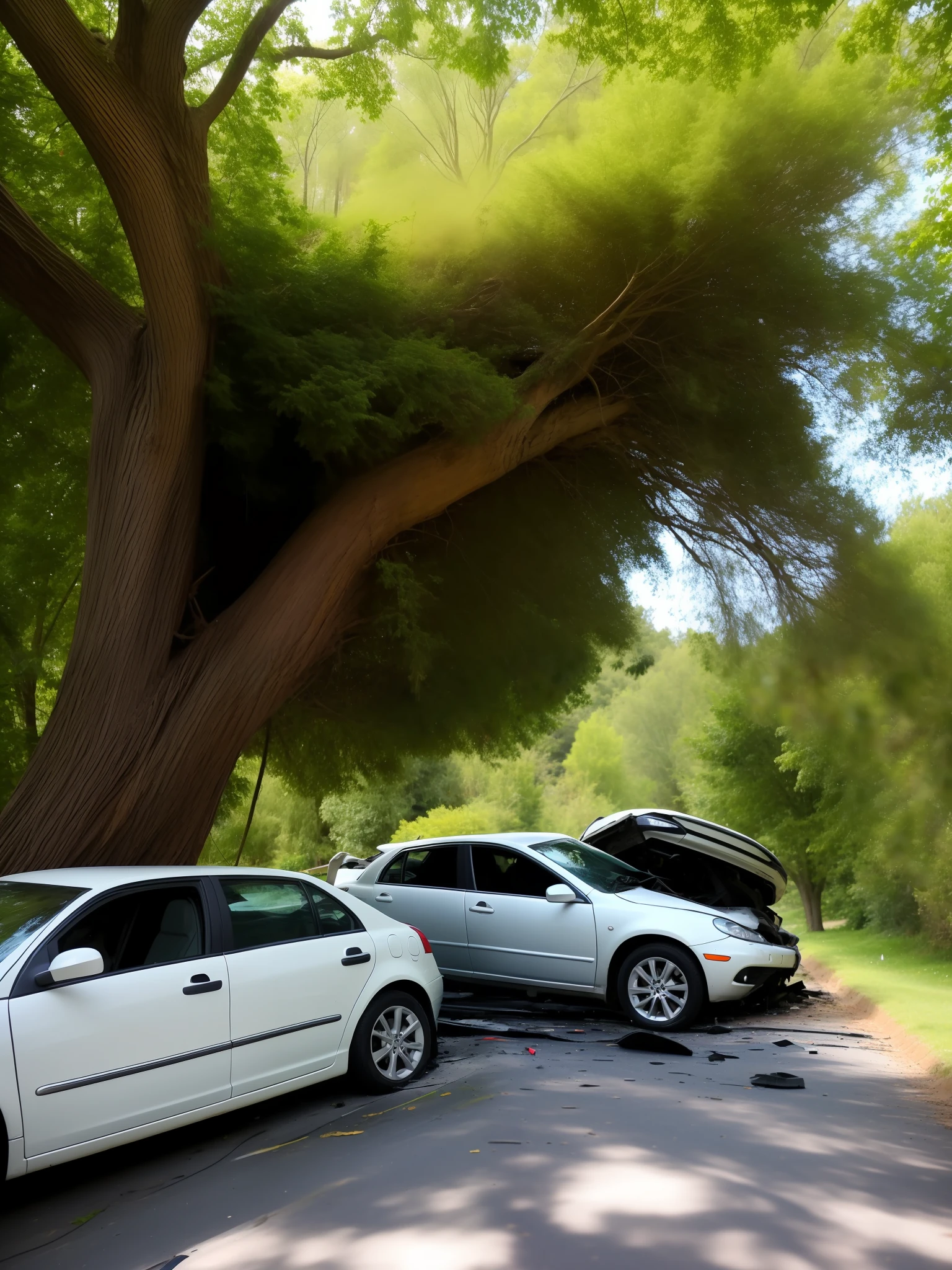 Car crashed into a big tree
