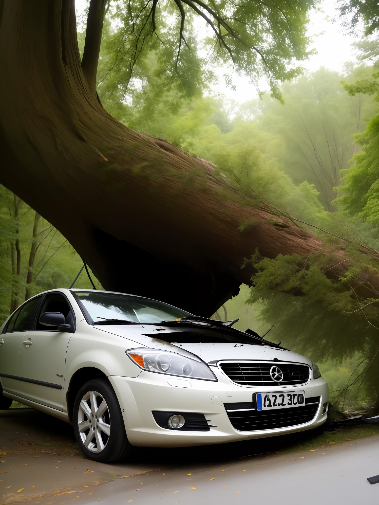 Car crashed into a big tree