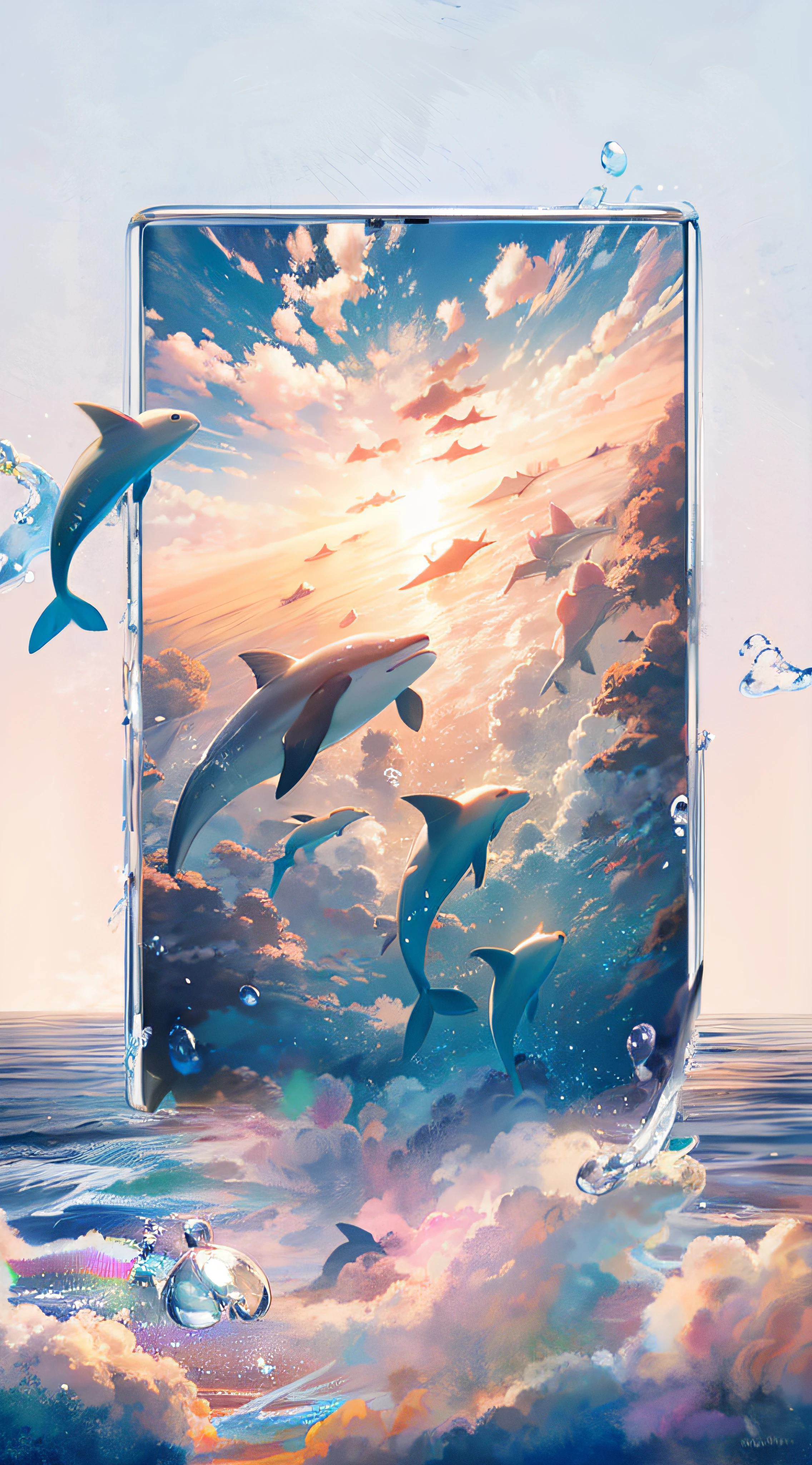 Dolphins swimming in ocean against sky background, amazing wallpapers, phone wallpaper hd, hd phone wallpaper, high-quality wallpaper, hq 4k phone wallpaper, wallpaper mobile, High quality wallpaper, 4k vertical wallpaper, 4k vertical wallpaper, wallpaper 4 k, Wallpaper 4k, Wallpaper phone, Beautiful wallpaper, 8k vertical wallpaper, 8k vertical wallpaper
