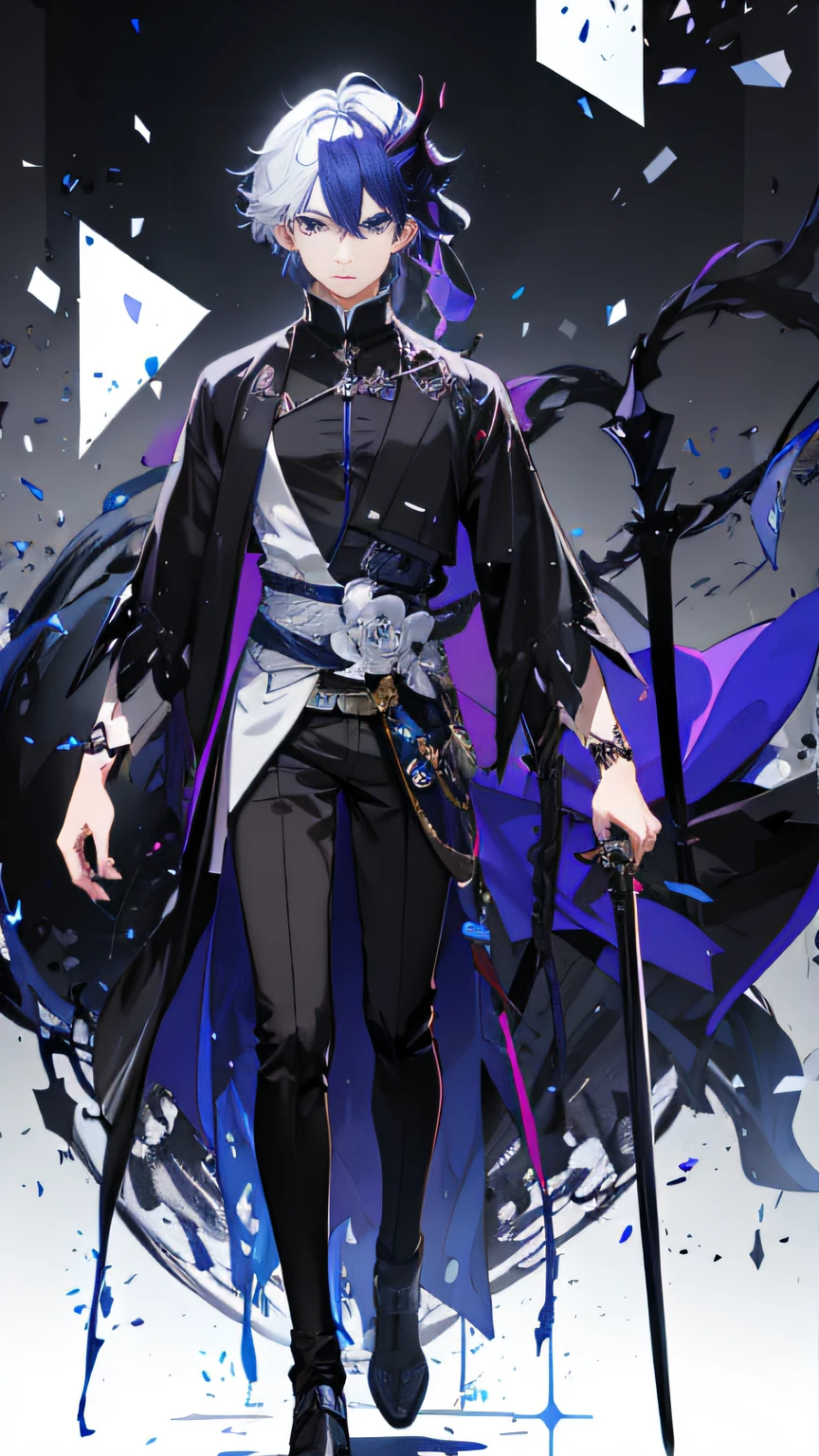 Anime - a stylistic image of a male character holding a sword and a cape, by Yang J, high detailed official artwork, official character illustration, anime key visual of elegant, highly detailed exquisite fanart, demon king,Handsome guys in art, trending on artstation pixiv, eye-catching detailed art style, Detailed digital anime art, From Arknights, Detailed key anime art, official character art