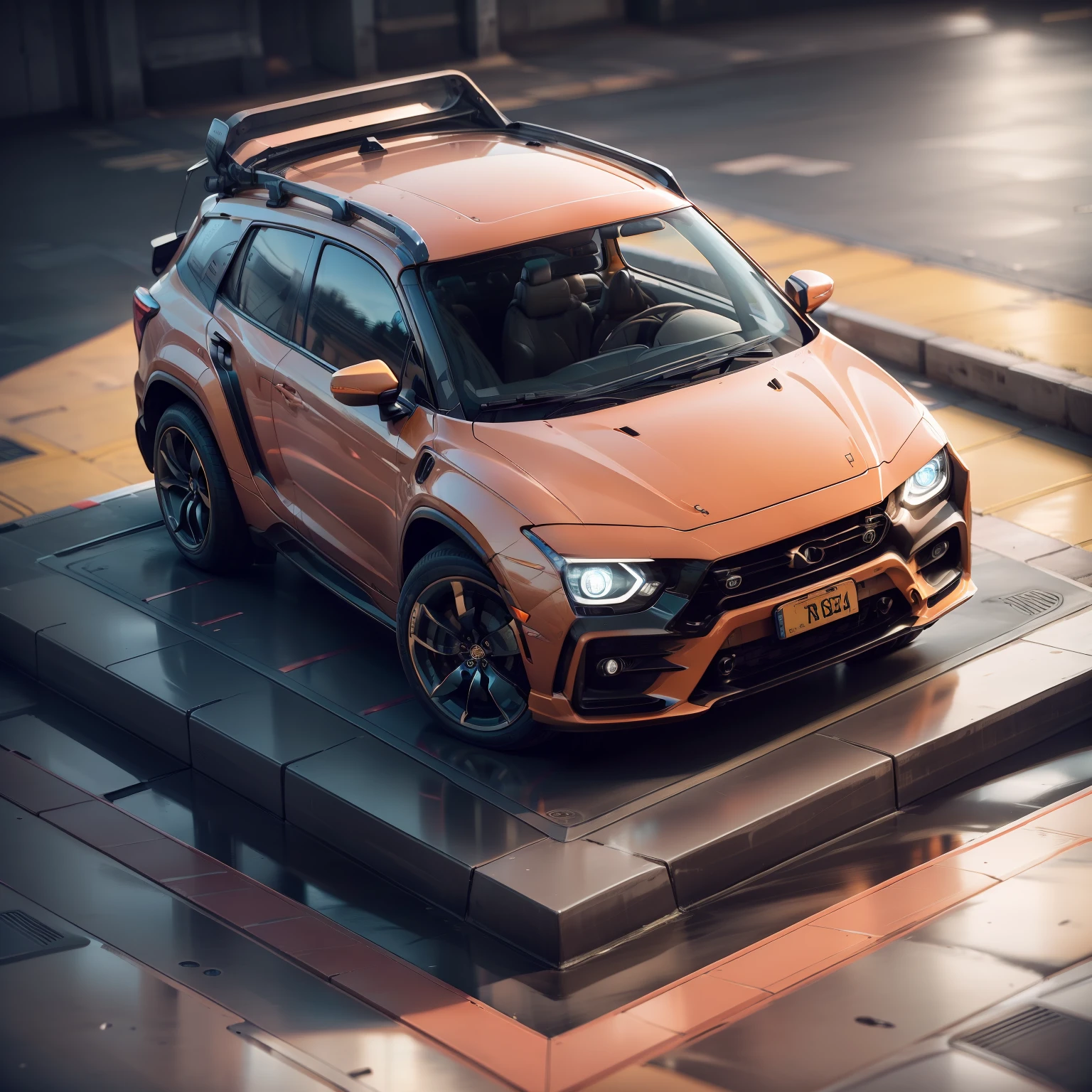 "car, ultra detalhado, cores vibrantes ,isometric view, vista perspectiva, raios cinza e rosa, moderno e futurista.", fundo cinza desfocado, isometric view, vista perspectiva