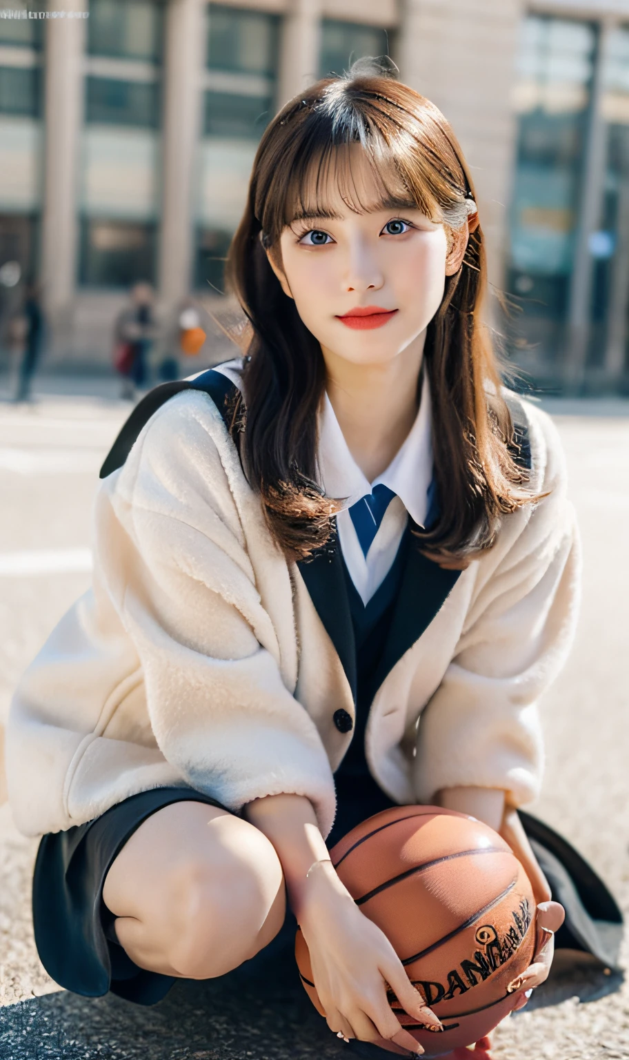 ulzzang-6500-v1.1, (Raw foto:1.2), (Photorealsitic:1.4), a beautiful detailed girl, extremely detailed eye and face, beatiful detailed eyes, Ridiculous, unbelievable Ridiculous, huge filesize, ultra-detailliert, hight resolution, ighly detailed, top-quality, masterpiece, Kemomimi, ((Basketball Uniforms)), illustratio, ighly detailed, CG, unification, 8k wallpaper, magnifica, finely detail, masterpiece, top-quality, Highly detailed CG uniform 8k wallpaper, Light on the face、电影灯光、 girl、((witheout panties))、((dynamicposes)))、(camel's toe)、(half)、(panthyhose)、(Sitting on legs bending the knees))