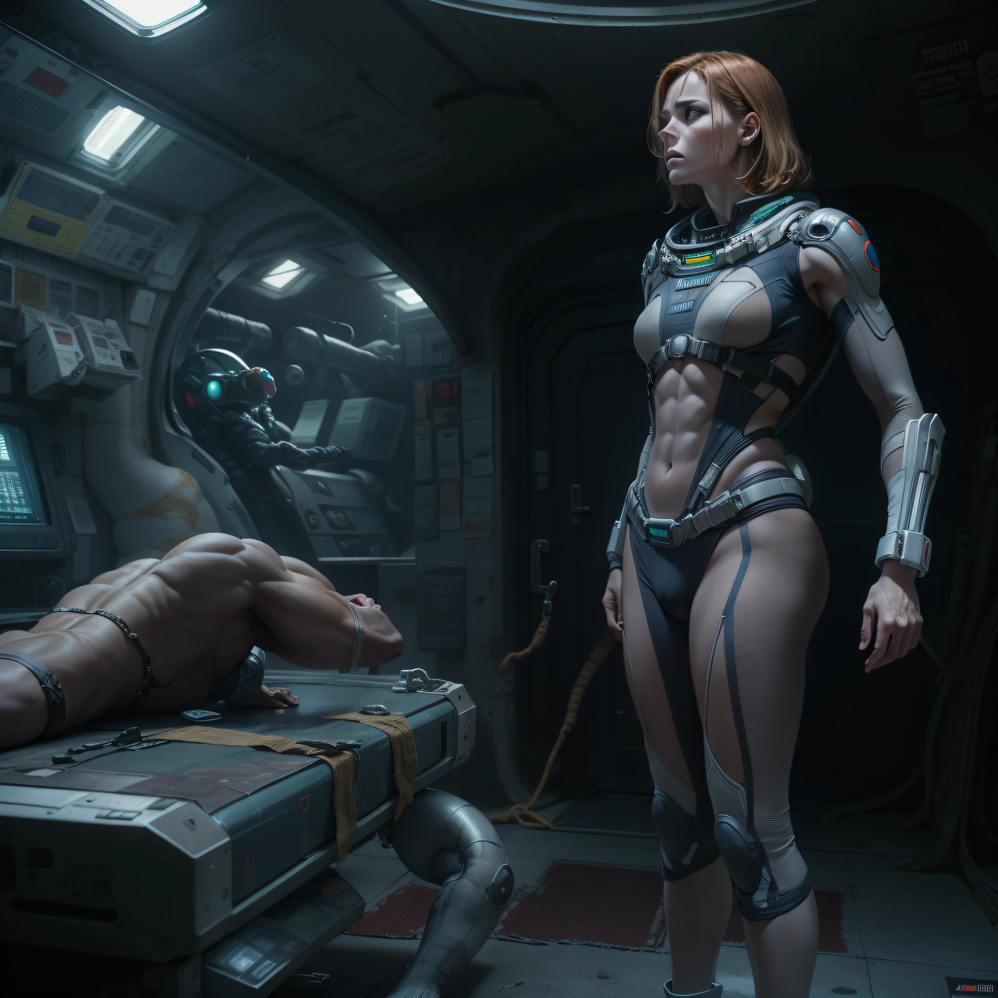 basado_en_la_pelicula_prometheus__mujer_perteneciente_a_la_tripulacion_de_la_spacecraft_prometheus__cintura_delgada_y_caderas_gruesas___abdominales y piermas musculosas. atacada por xenoform