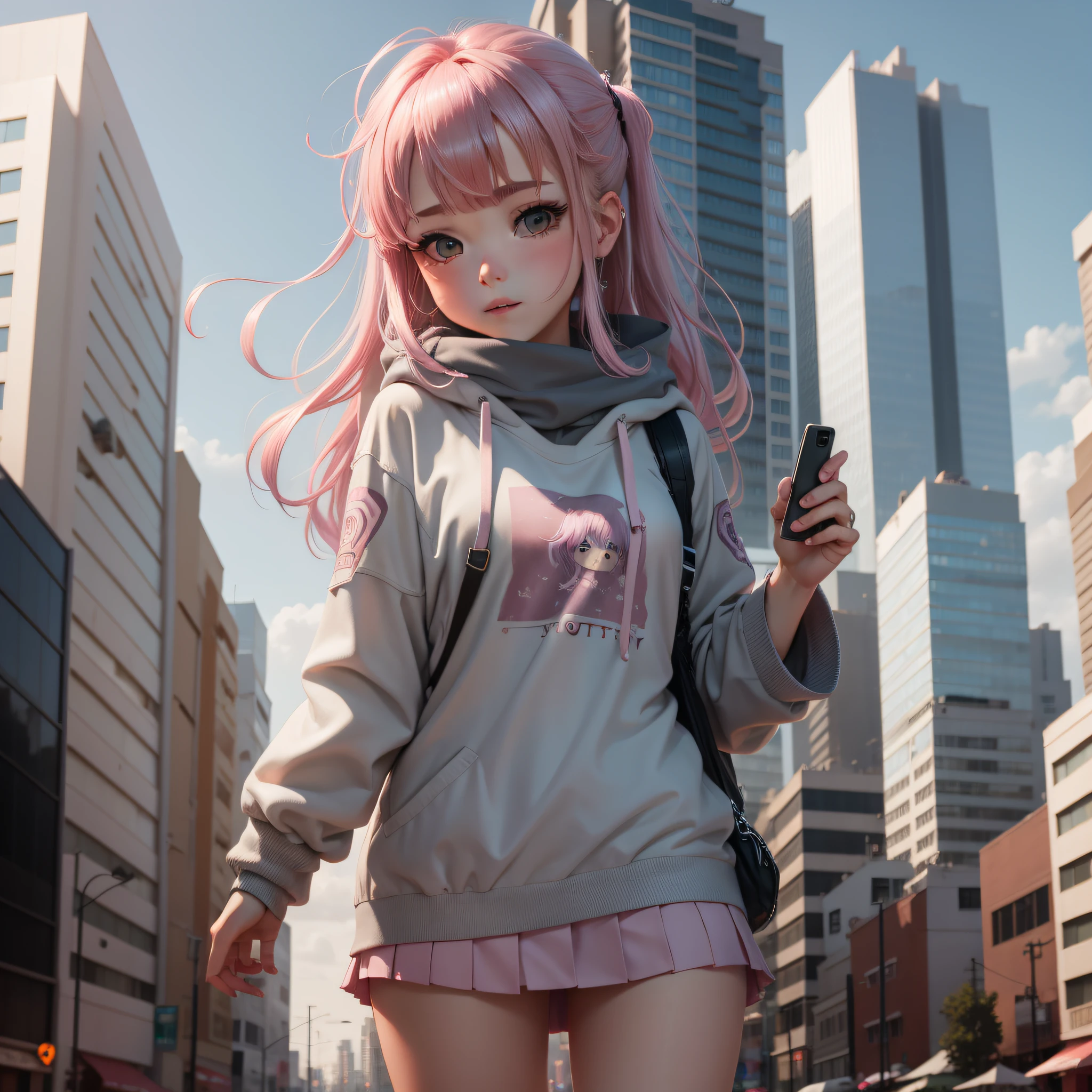 Wlop, gtscity, aeolian, cute girl, pink hair, grey eyes, cute