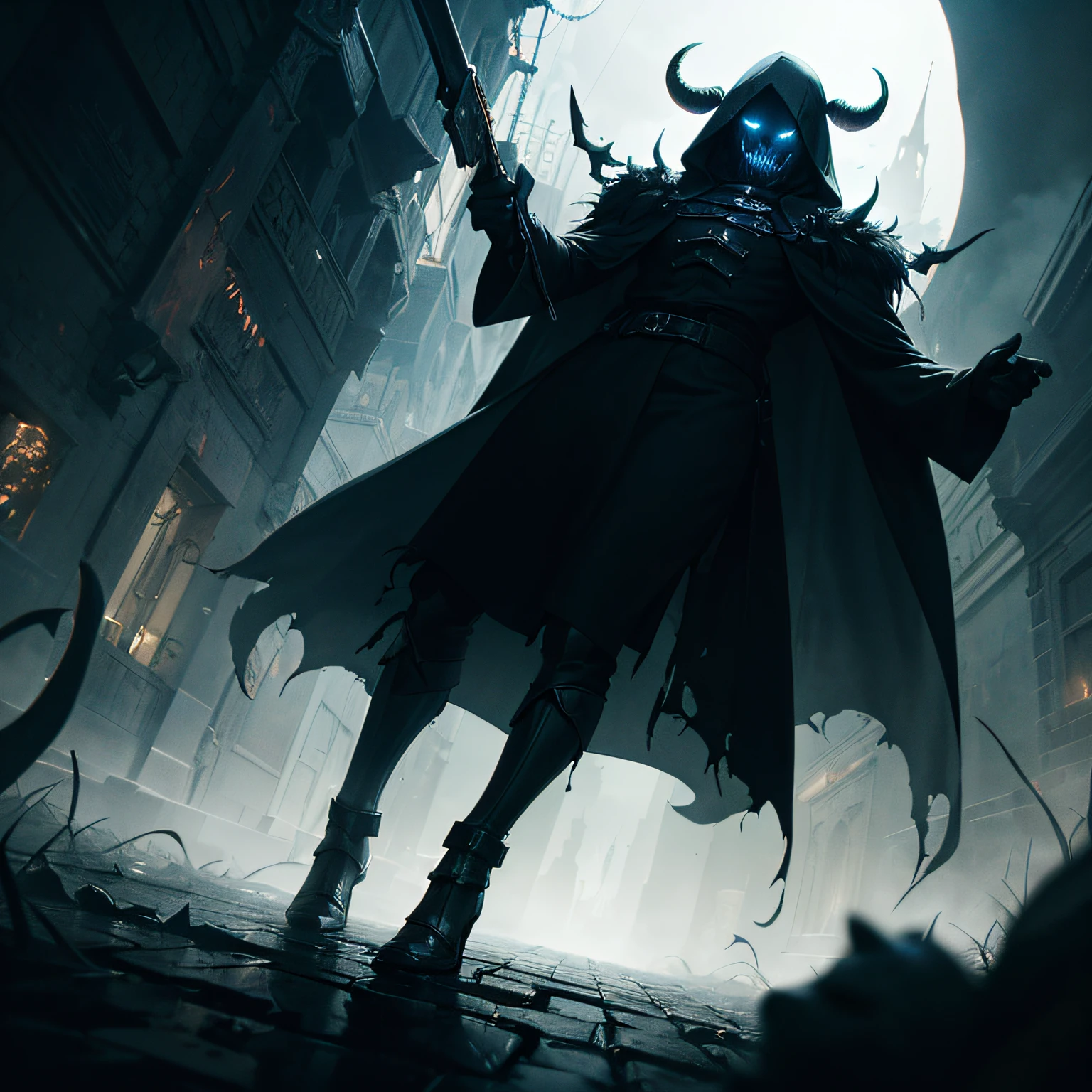 ((Masterpiece:1.2),highest quality:1.1),(dynamic angle:1.2,dynamicposes:1.2,softlighting:1.1),Killing representative,Female pervert, Green, Blue and white armor texture complex pattern handsome,Put on the Grim Reaper cloak,Sheep's hooves feet,The background is a terrifying hellish environment,Image quality: Ultra-high detail CG,Dark background,The light is dim,Show the breath of killing,There are hellfire and dead souls everywhere around。(tmasterpiece, Excellent image quality, hyper-high detail, horror theme, deep dark background, low illuminance, The details are unbeatable)