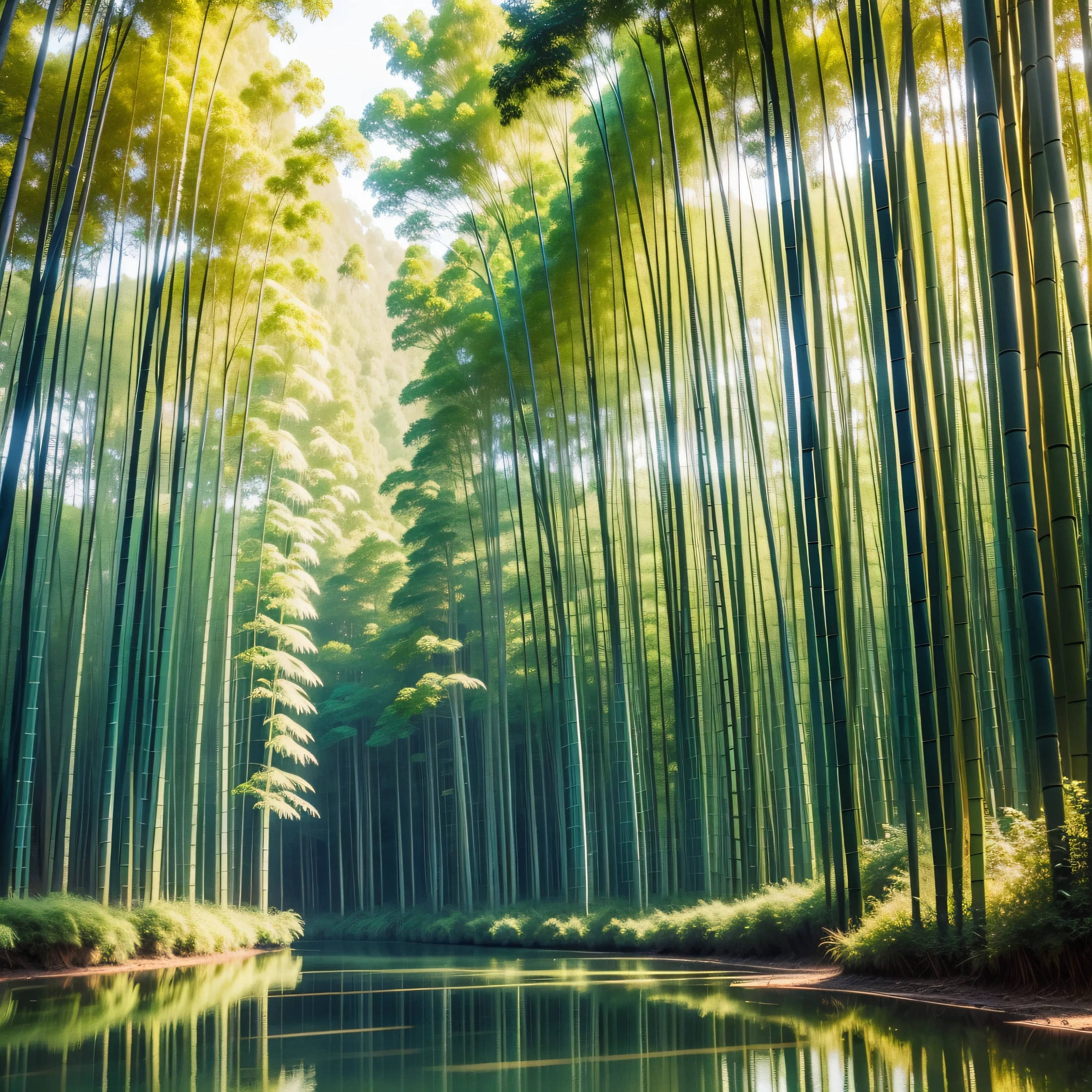 bamboo forrest, lake side