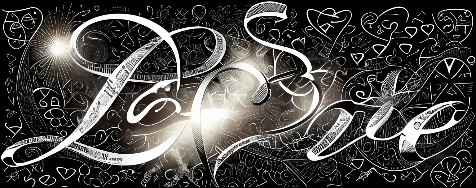 a black and white image of a love word with a heart, svg vector art, svg art, estrange calligraphy, svg vector, logo without text, symbol for the word ersatz, caligrafiturism style, entwined hearts and spades, sss, cgscoiety, flowing lettering, logotype, hearts symbol, - signature