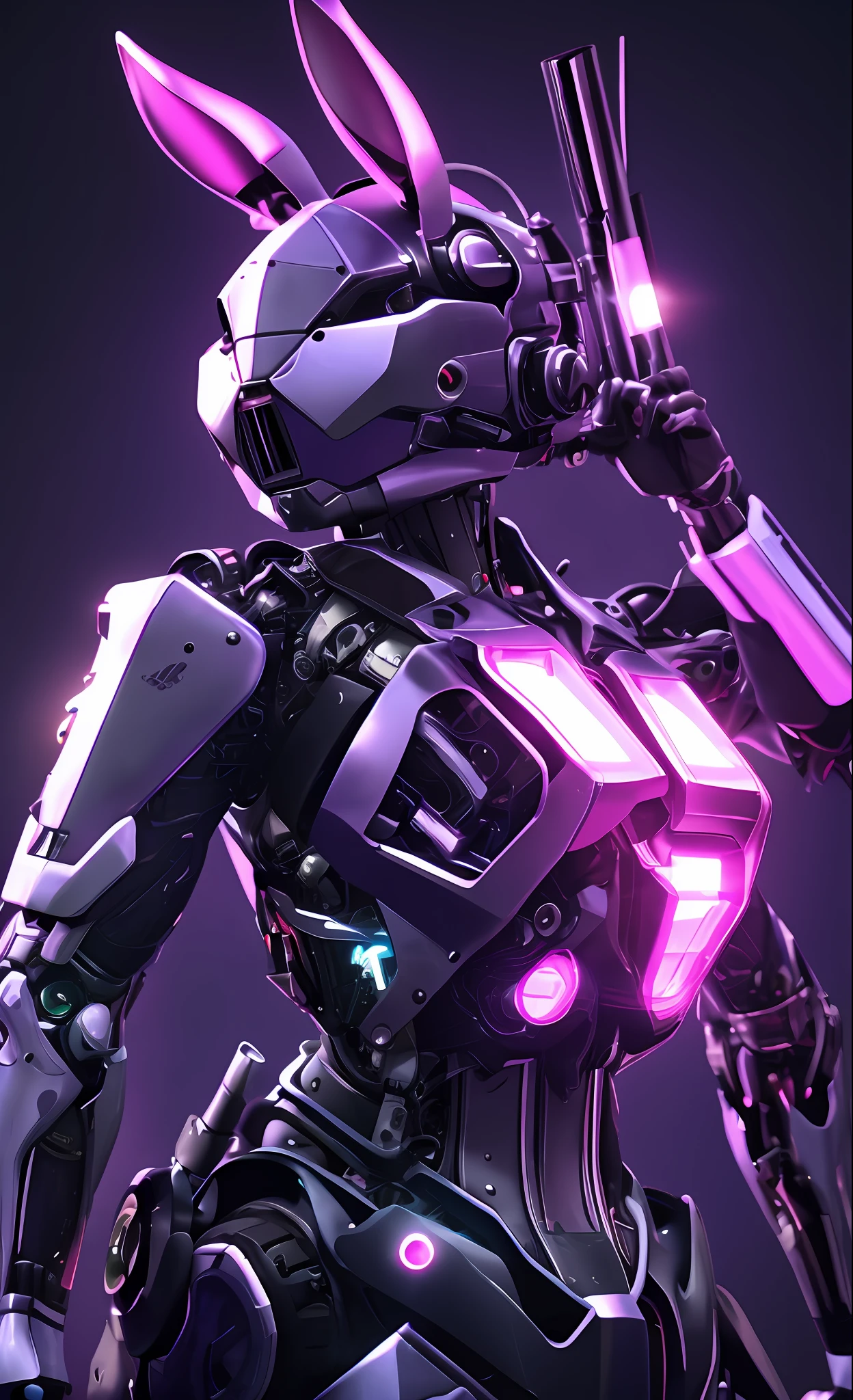 A highly detailed「Rabbit-shaped cyborg」3D rendering of a|cyborgs]Pink cybernetics and pink armor、nffsw、8K、Sub-surface scattering、Specular Light、Hi-Res、octane renderings、Ray traching、Pink rabbit ears、Mobilesuit