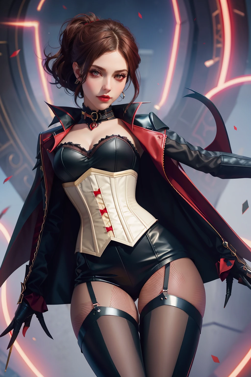 a close up of a woman in a corset and black and red outfit, ig model | artgerm, style artgerm, extremely detailed artgerm, in the style artgerm, androgynous vampire, artgerm style, trendin on artstation, ! dream artgerm, style of artgerm, persona 5 art style wlop