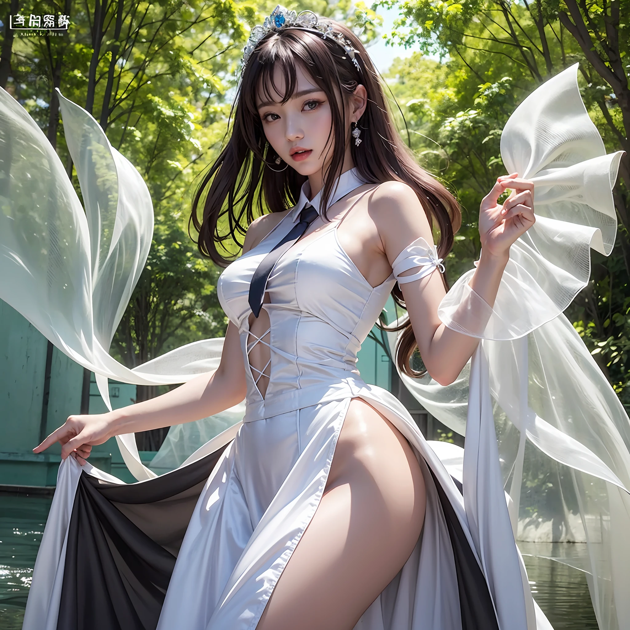 The eldest princess's name is Mo Linglong,She wore a long pale white dress,Drag skirt。Light makeup,The temperament is elegant,And without losing dignity。
Three thousand black hairs,Soft as water。
An ordinary hairpin,Tie the green silk tightly。
Tight long skirt,It outlines a beautiful and feminine waistline,sport,The gesture is moving。