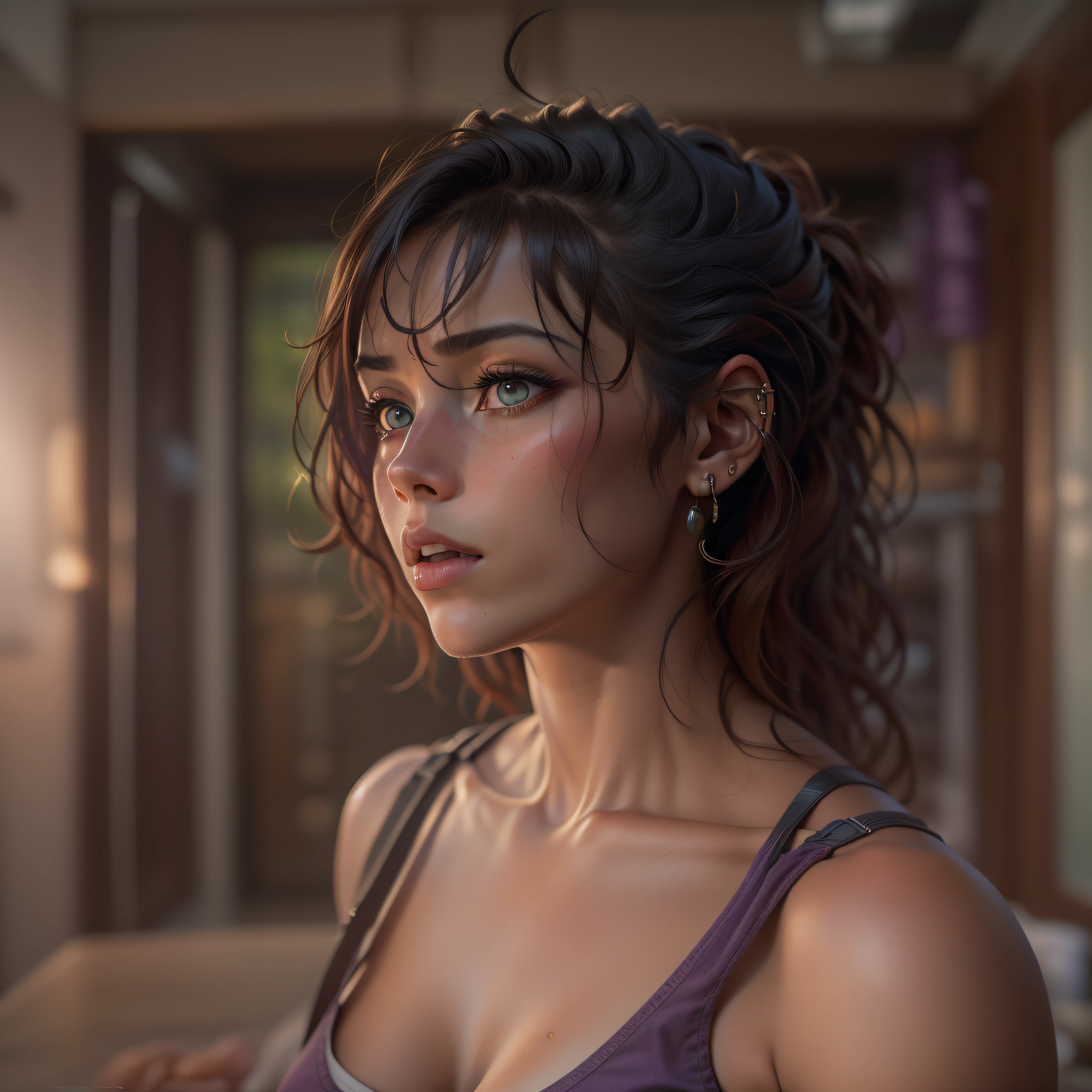 Foto de retrato de rosto completo de europeia de 25 anos, ....RAW, mulher bonita, semi-open strawberry lip, covinhas, wistful expression, (brown hair with extra long wavy), ((rosto detalhado)), ((detailedfacialfeatures)), (pele fina detalhada), pale skinned, ambiente de megacidade cyberpunk, (cor fria), humid, humid, reflexo, (masterpieceShot com Canon EOS R5 (detalhe) (Fotos realistas) (detalhes detalhados) mola a 50mm | | |, F/2.8, HDR, (8k) (papel de parede) (cinematic lighthing) (lighting dramatic) (foco nítido) (complexo), fotografia ....RAW, fotografia ....RAW, fotografia gigachade, camera pose, jeans preto, back arm, 8k UHD, DSLR, de alta qualidade, grain movie, Fujifilm XT3, Film Stock Photo 4 Kodak Portra 400 Camera F1.6 Rich Colors Lenses Ultrarealistic Textures Dramatic Lighting Unreal Engine Art Station Trends Cinestill 4B8r3B4p7yhRXuBWLqsQ546WR43cqQwrbXMDFnBi6vSJBeiF8tPW85a7r7DM961Jvk4hdryZoByEp8GC8HzsqJpRN4FxGM9mess, Muscles, Veias Estouradas, Contas, (( portanto & roxo vestido sexy)), (rabo de cavalo, 1 capacete grande),