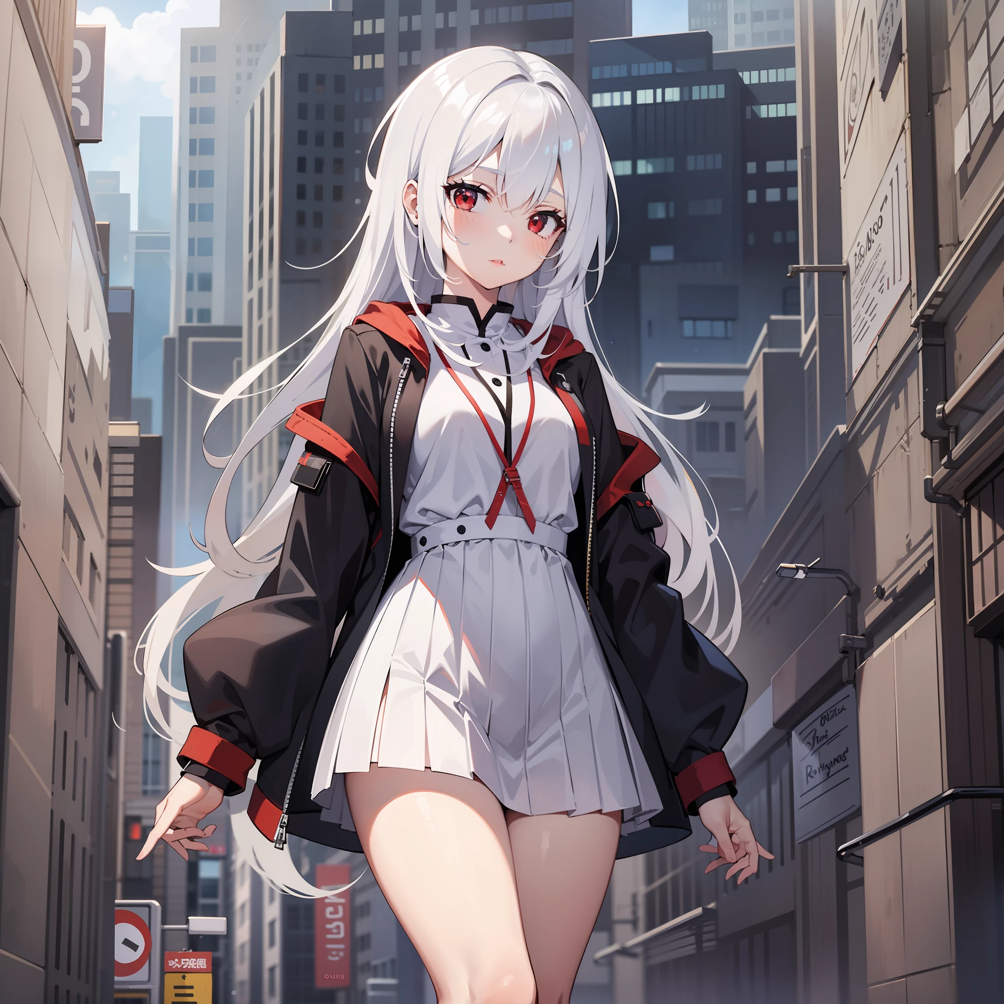 s girl,white color hair,Red eyes,JK service,Sick