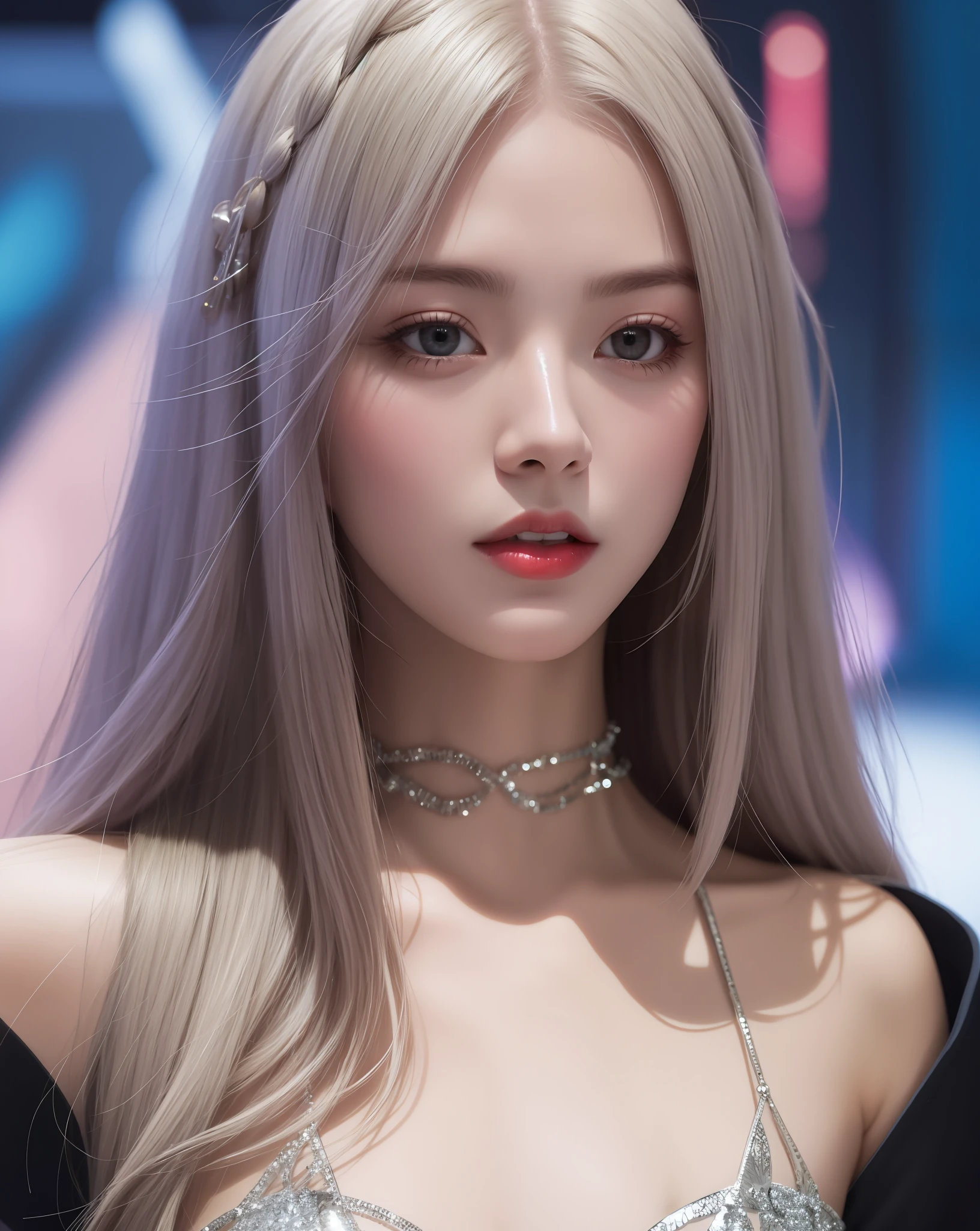 1girl, solo, silver hair, Surrealism, Futurism, Social realism, Realism, Hyperrealism, cinematic lighting, Fujicolor, first-person view, wide shot, Wide-Angle, Eye-Level Shot, 85mm, Nikon, Canon, Fujifilm, Sony FE, Sony FE GM, UHD, retina, masterpiece, anatomically correct, super detail, high details, high quality, award winning, best quality, highres, 1080P, HD, 4K, 8k