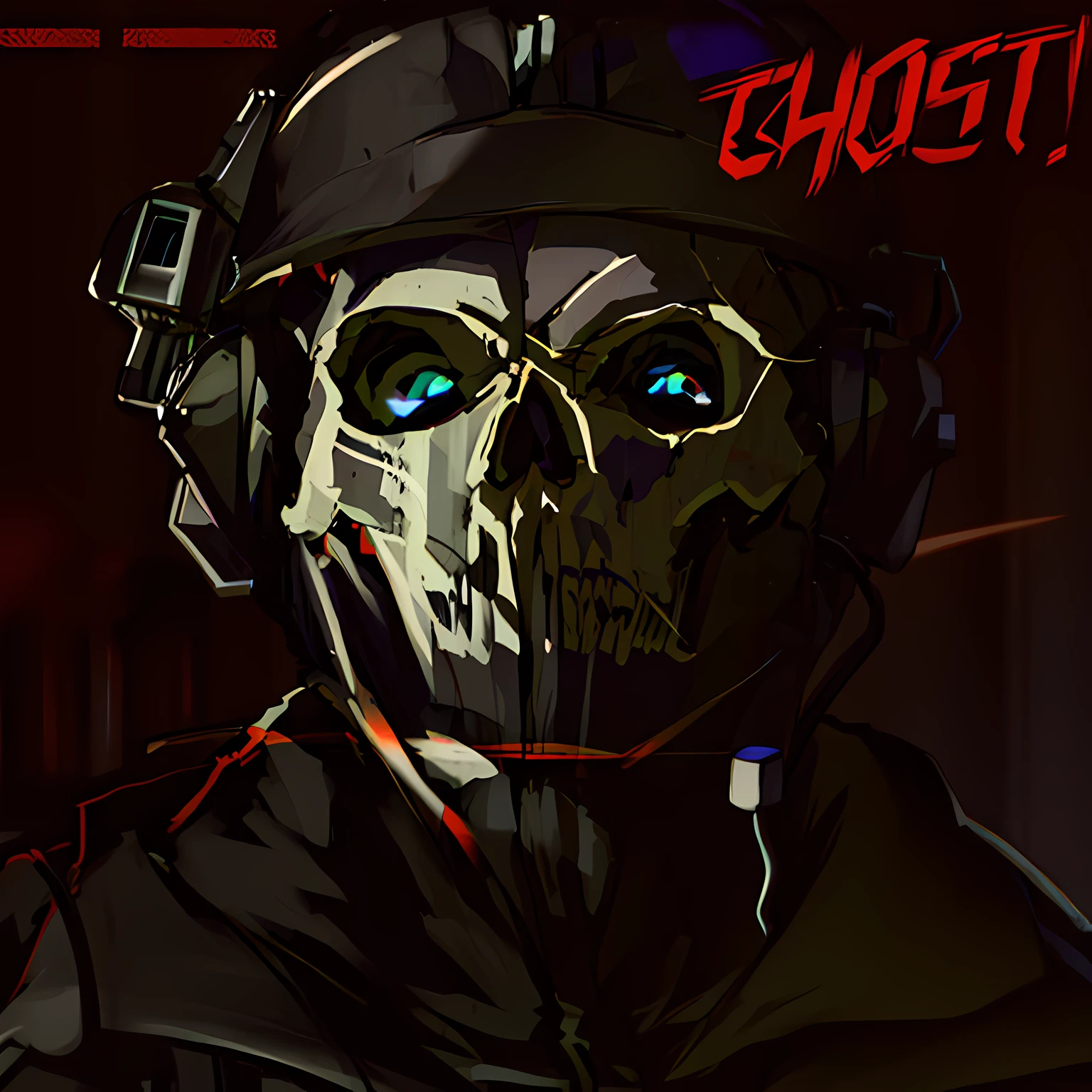 There is a skull wearing a helmet and a hoodie, ghost, Ghost mask, ghosts theme, Ghostpunk, [ horror game ], ghoul, ((skull)), ( ( ( Skeleton ) ) ), Phantom, Ghost Rider, Fan art, funny faces, Dust, helghast, [ Digital art ]!!, Ghosts in machines, profile shot, Creepy!!, skull