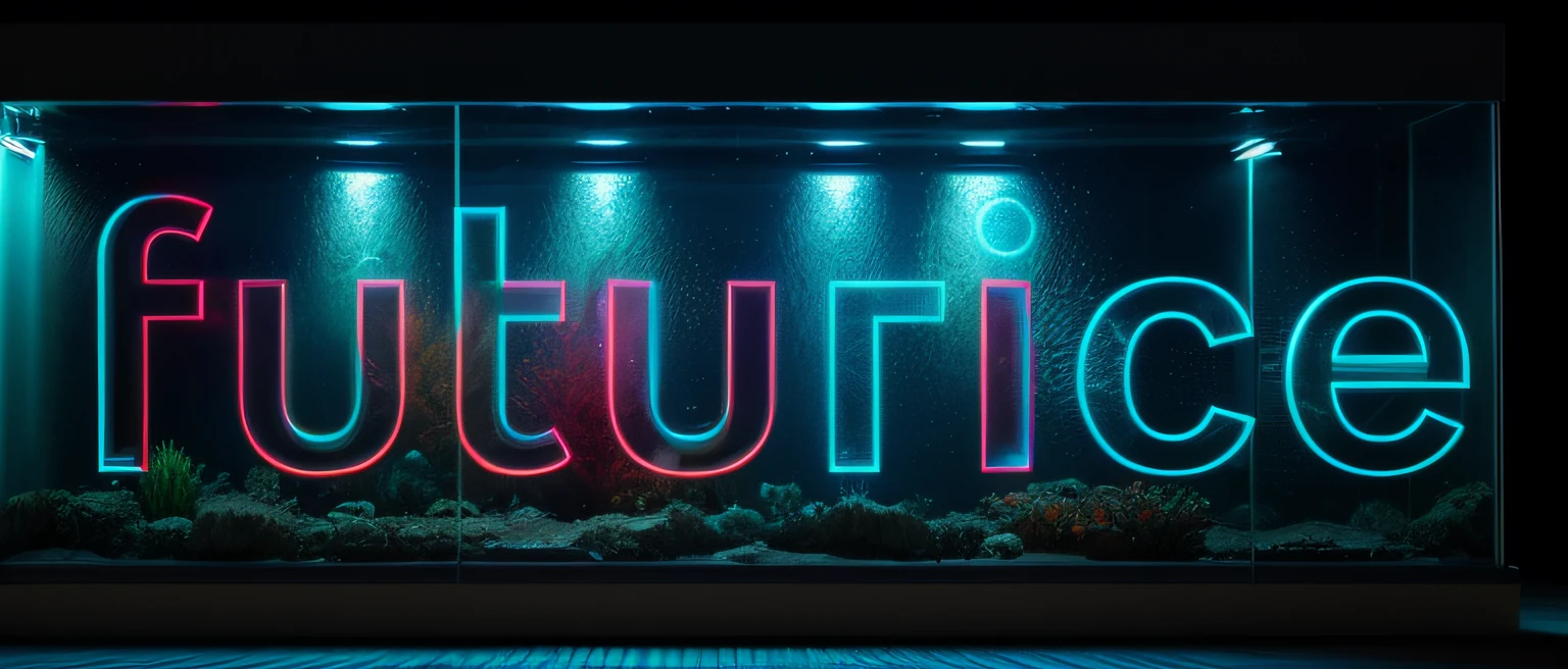 fantasy concept art, a transparent building as a huge aquarium containing fish at night, pretty lights decorations, wide shot, 8k octane render, photorealistic, epic shot, cinematic lighting, detailed building, detailed fish