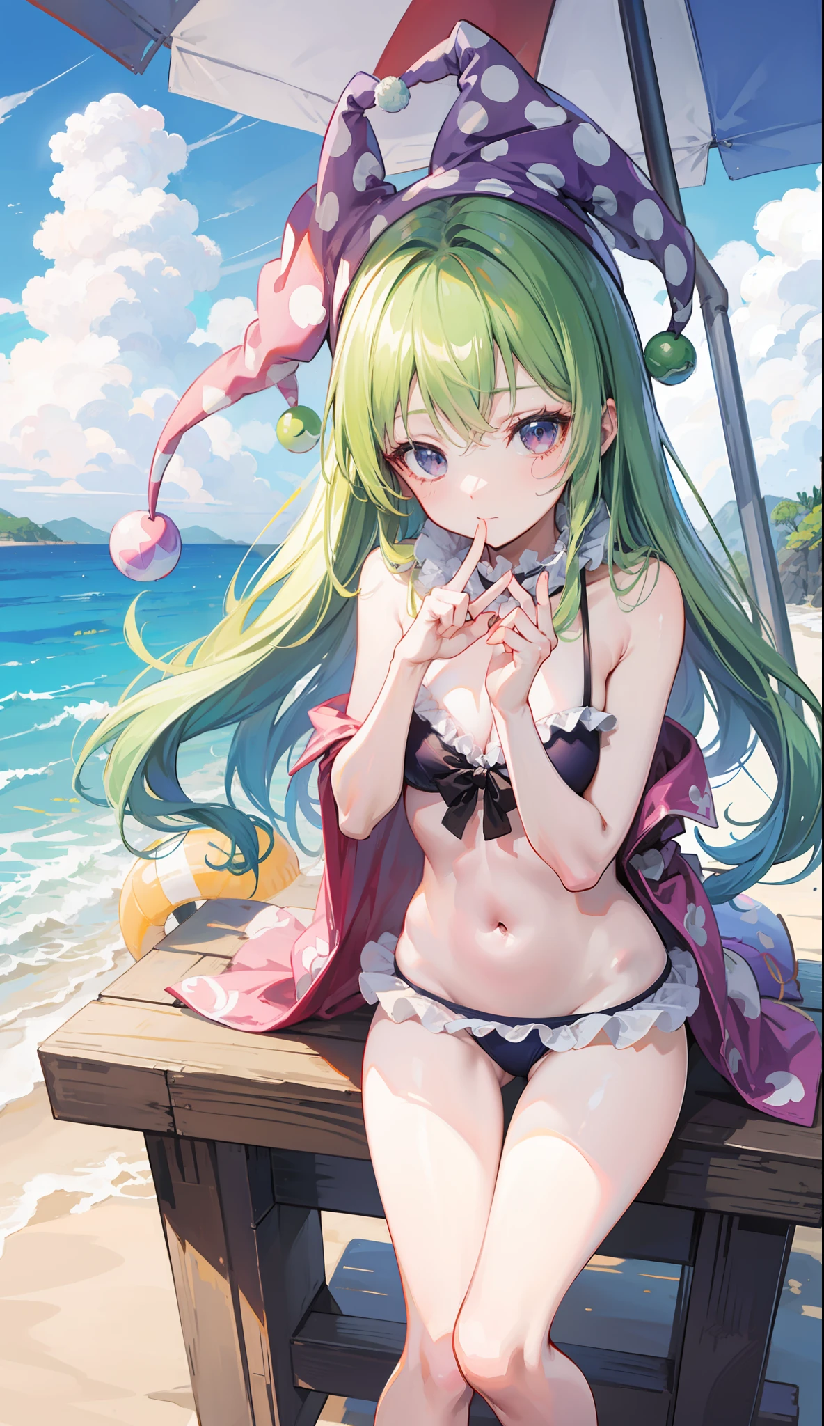 touhou project,Clownpiece，Swimwear, Beach