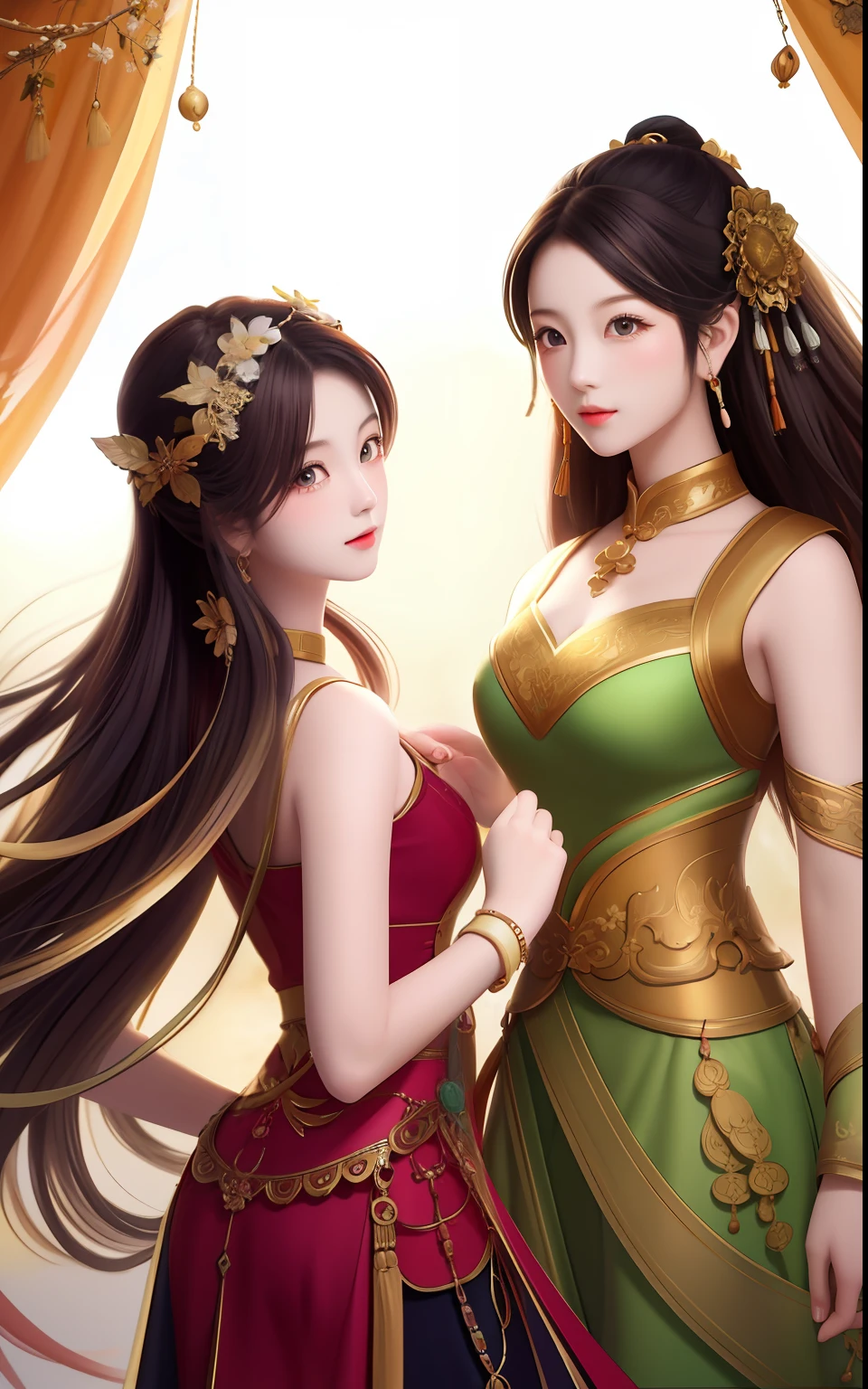 Please generate a background image for me,Contains elements of Dunhuang murals,Desert elements,The colors are mainly warm,Large background