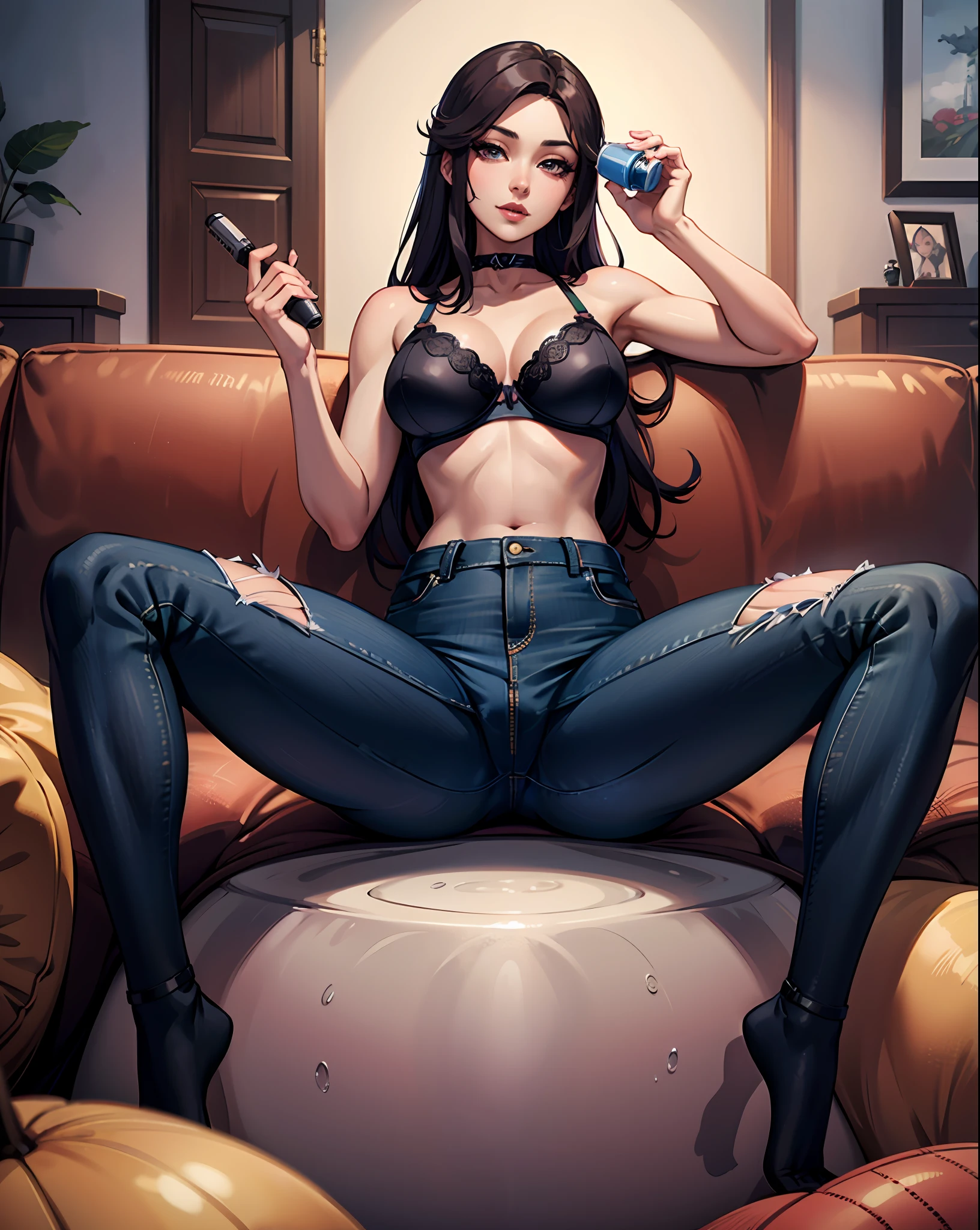 three women sitting on a couch with one holding a hair dryer, trending at cgstation, with black, posing together in bra, sakimichan, jaeyeon nam, sexy pose, beautiful girls, 4k), 4k], 4 k ), 4 k ], asian women, perfume, cute girls, korean girl, high quality upload, instagram model, korean idol
