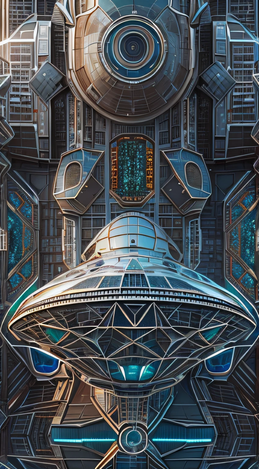 space ship,The future is full of technology,Complex symmetrical structure,Ultra-detailed graphics,glittery,(The spacecraft has a strong metallic luster:1.3),Cockpit exterior,Medium close-up and close-up,Silvertone,Streamlined,rendering by octane,Ultra photo realsisim,hyper realisitc,A masterpiece of science fiction,Cinematic texture,hyper photorealism,Premium wallpapers,Master masterpieces,offical wallpaper.(Screen Living:1.3),bird's eyes view:1.3