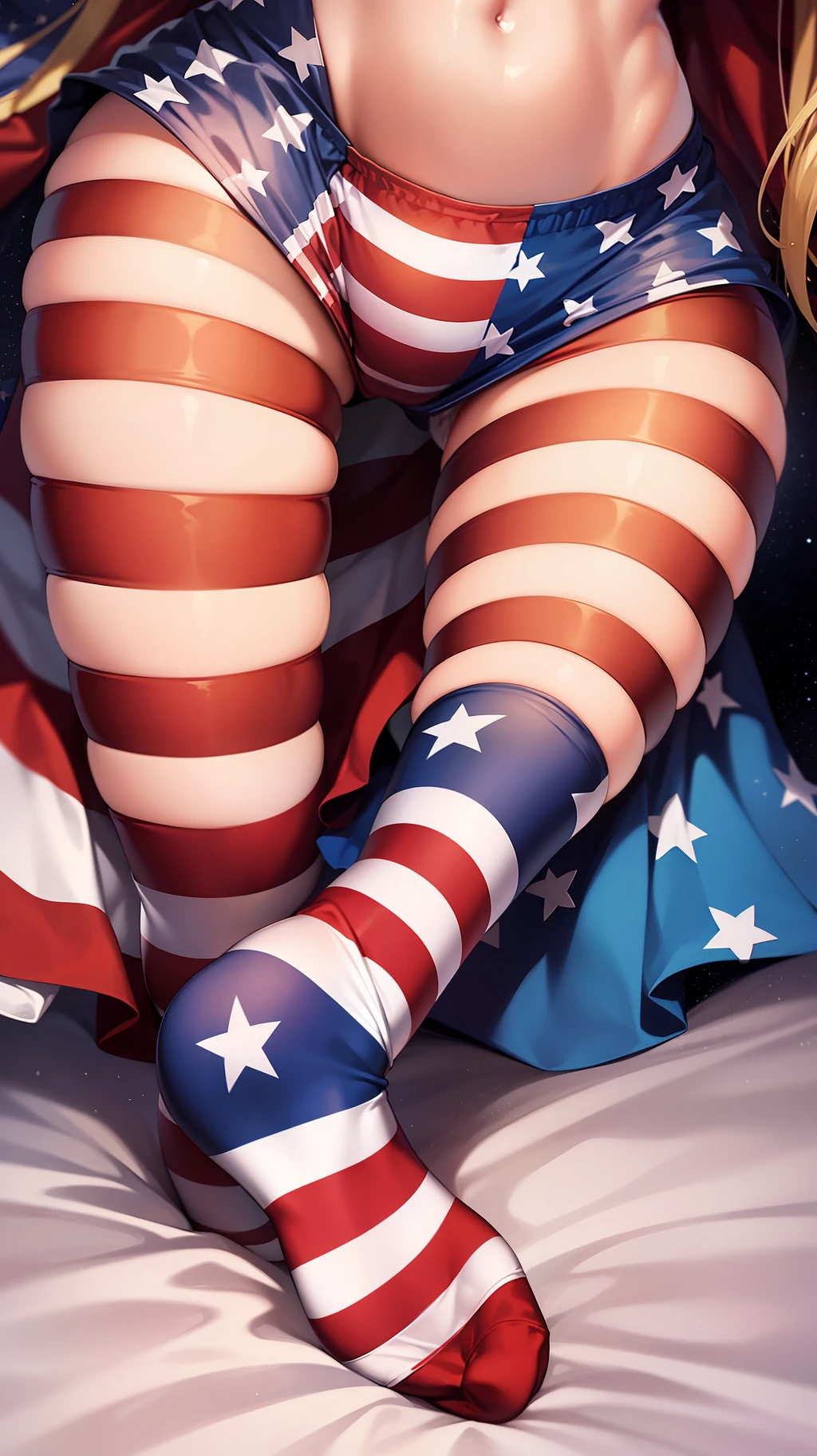 touhou project,Clownpiece，Flag of the United States dress，Flag of the United States socks，universe，all over，fairy wings