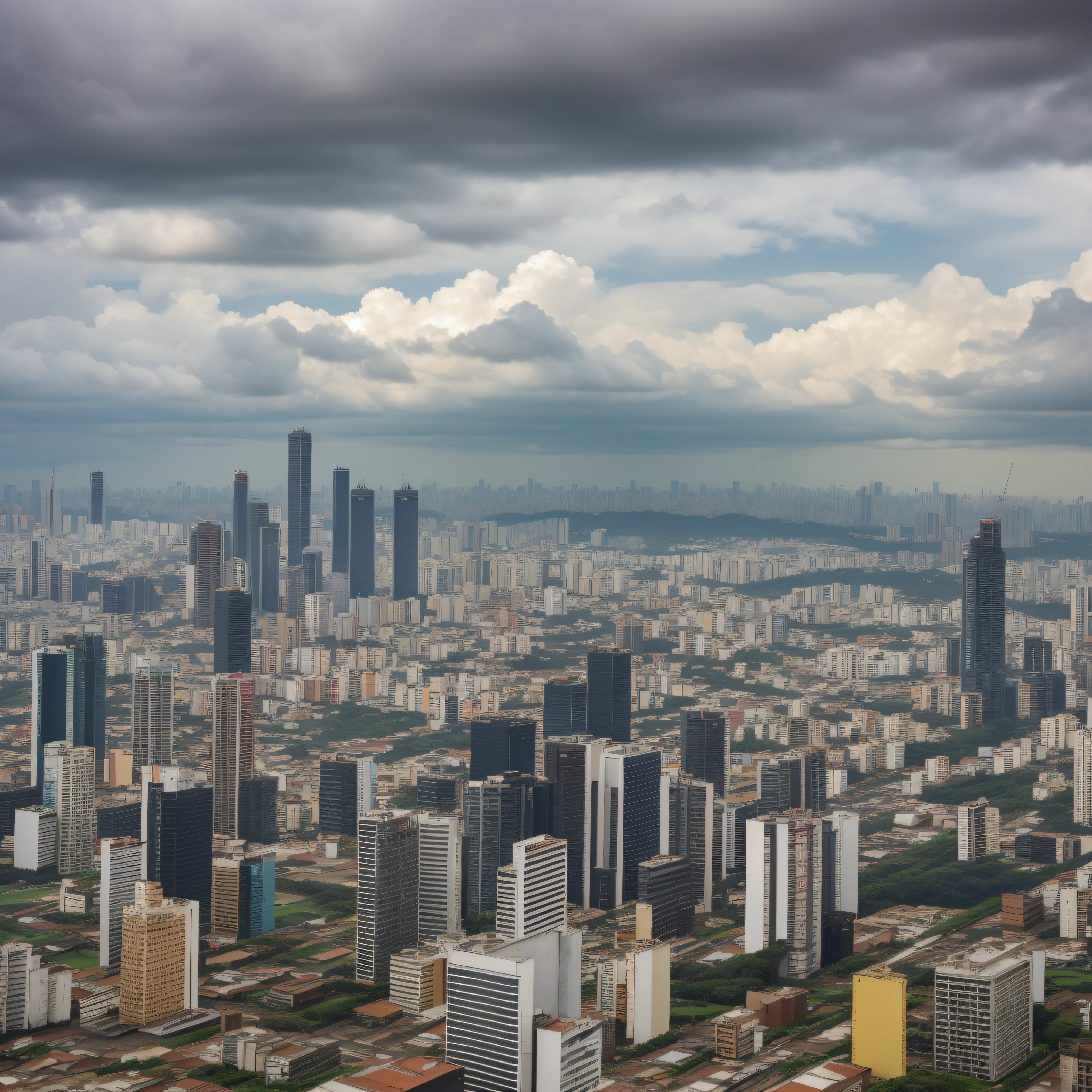 São Paulo , periphery in sao paulo , imagem realista pessoas diferentes vestidas transitando , clouded skies , imagem realista , perfect  lighting , appropriate resolution , (( obra prima )) , (( melhor qualidade ))