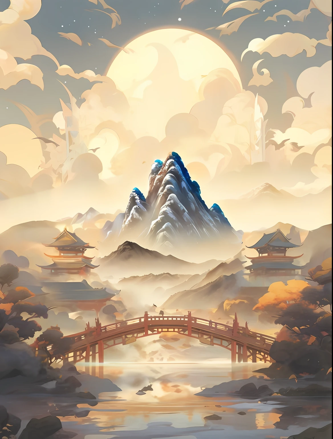 China-style，mountain peaks