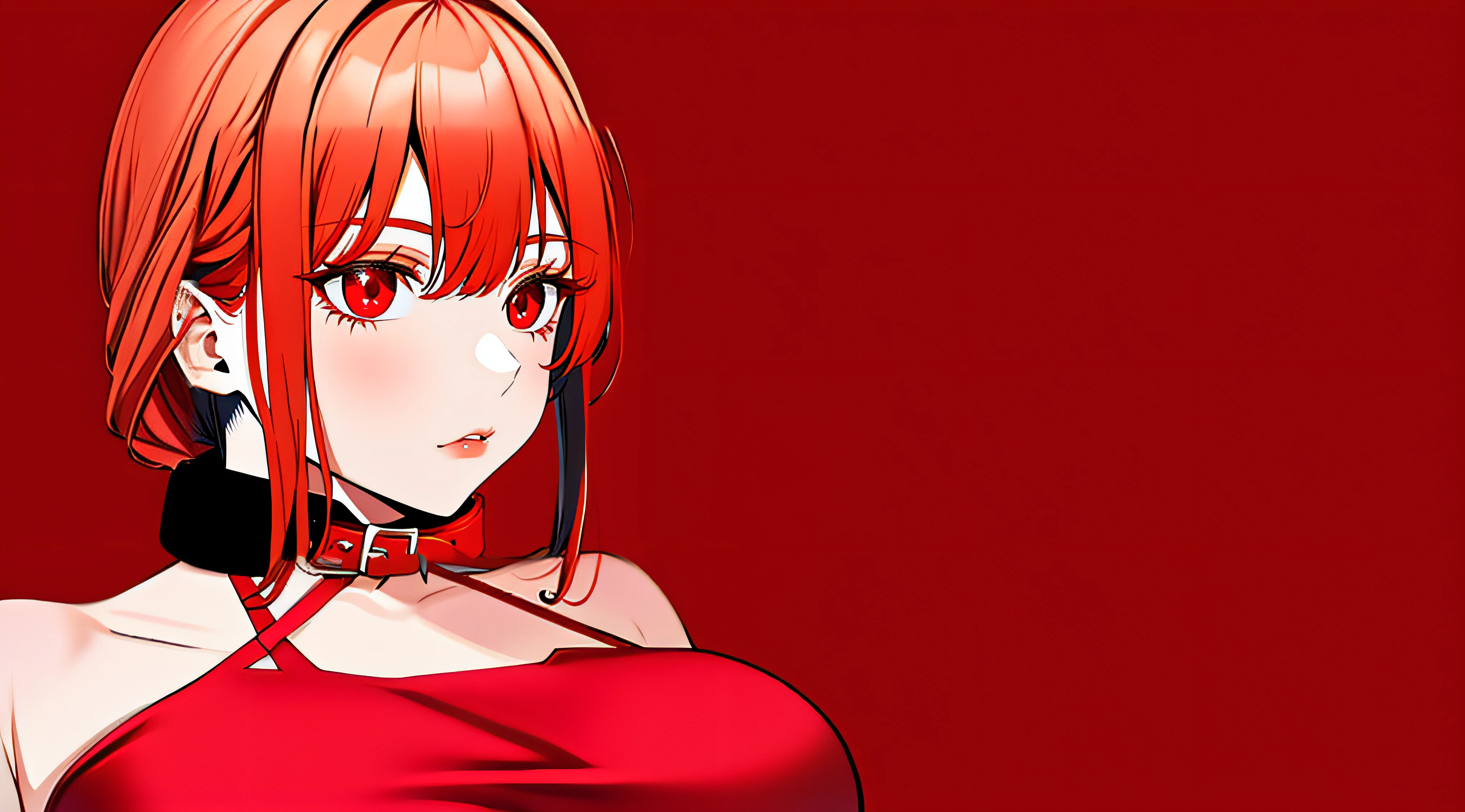 red color eyes,Black pupils,Sharply defined,Red collar