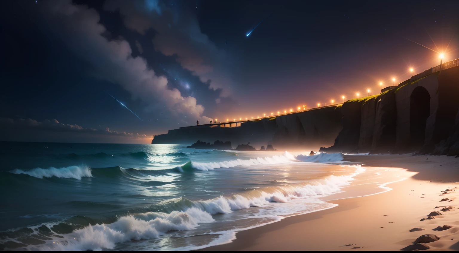 nigh sky,Stars,galactic,sandbeach,the ocean