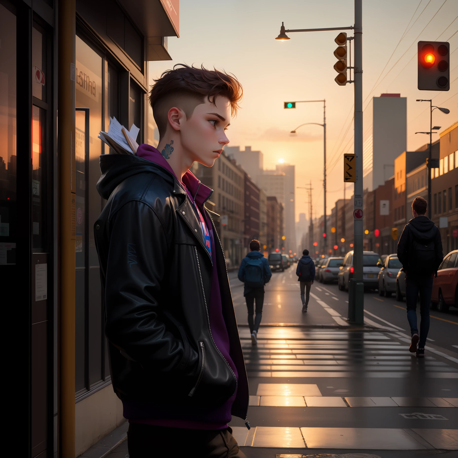 The teenager walked down the street and turned back