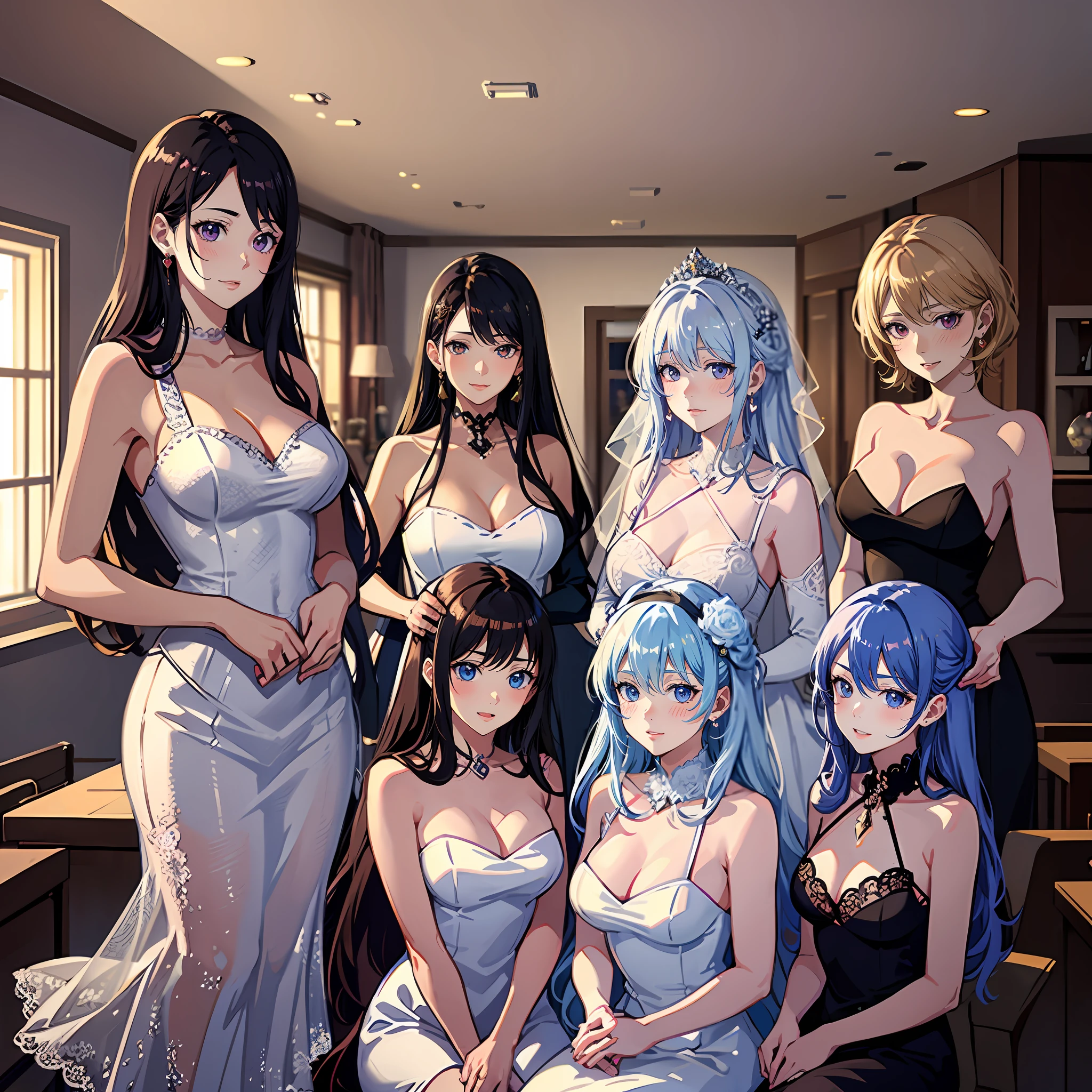 Mature woman，Beutiful women，Royal sister，sexy women，Nice face，shy, blush, heart in eye, torogao, naughty face, glint，looking at viewert，Exquisite facial features，Clear facial expressions，High quality anime art style