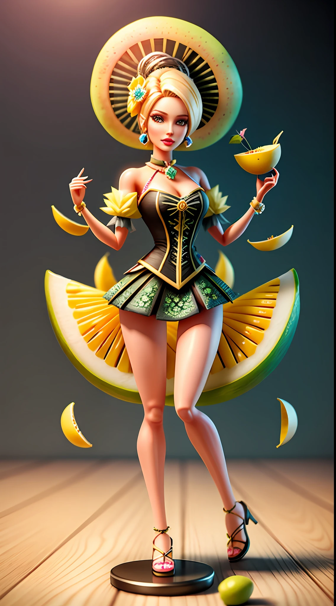 cute mango fruit barbie, octane render, unreal engine, highly detailed, intricate