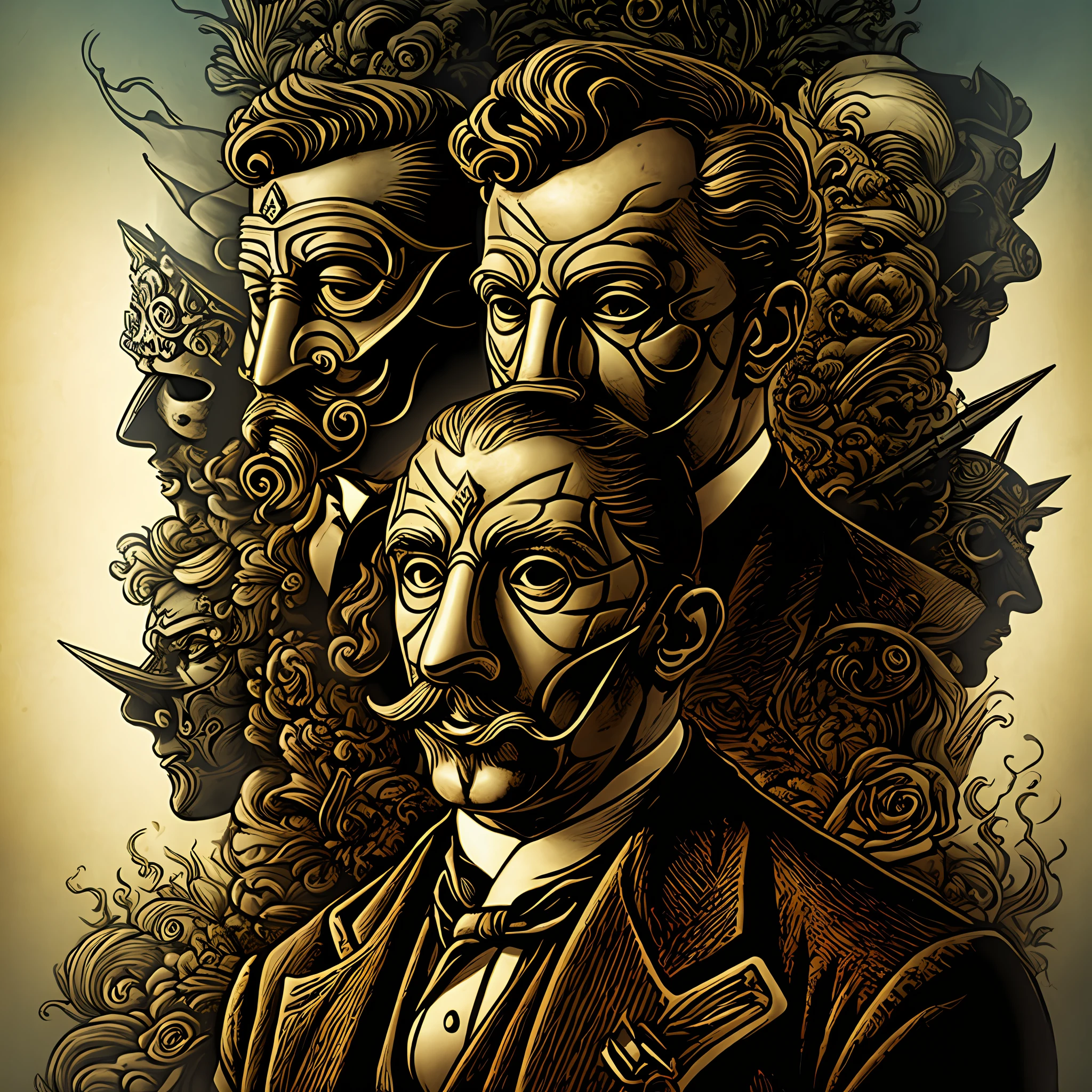 Sherlock Holmes sentado em poltrona, mask, masterpiece --auto