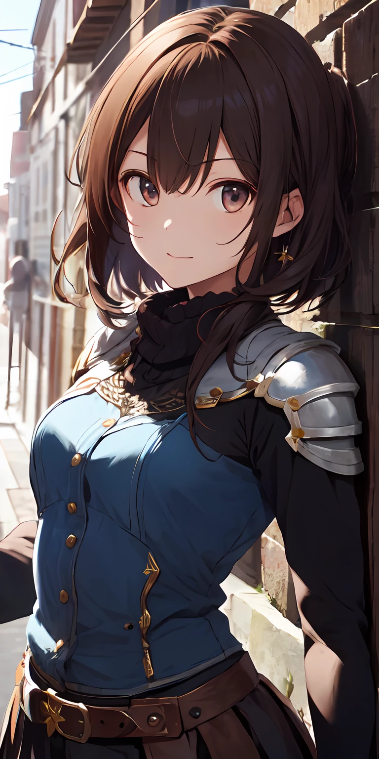 Western fantasy,((top-quality,8K,tmasterpiece:1.3)),Sharp focus:1.2,perfect body type:1.4,Slender abs:1.2,((dark brown hair,:1.4)),knights armor,Armed with a knight's sword,borgar:1.2,Highly Detailed Face and Skin Textur,Detailed eyes,二重まぶた,The 5 fingers of each hand are super detailed,