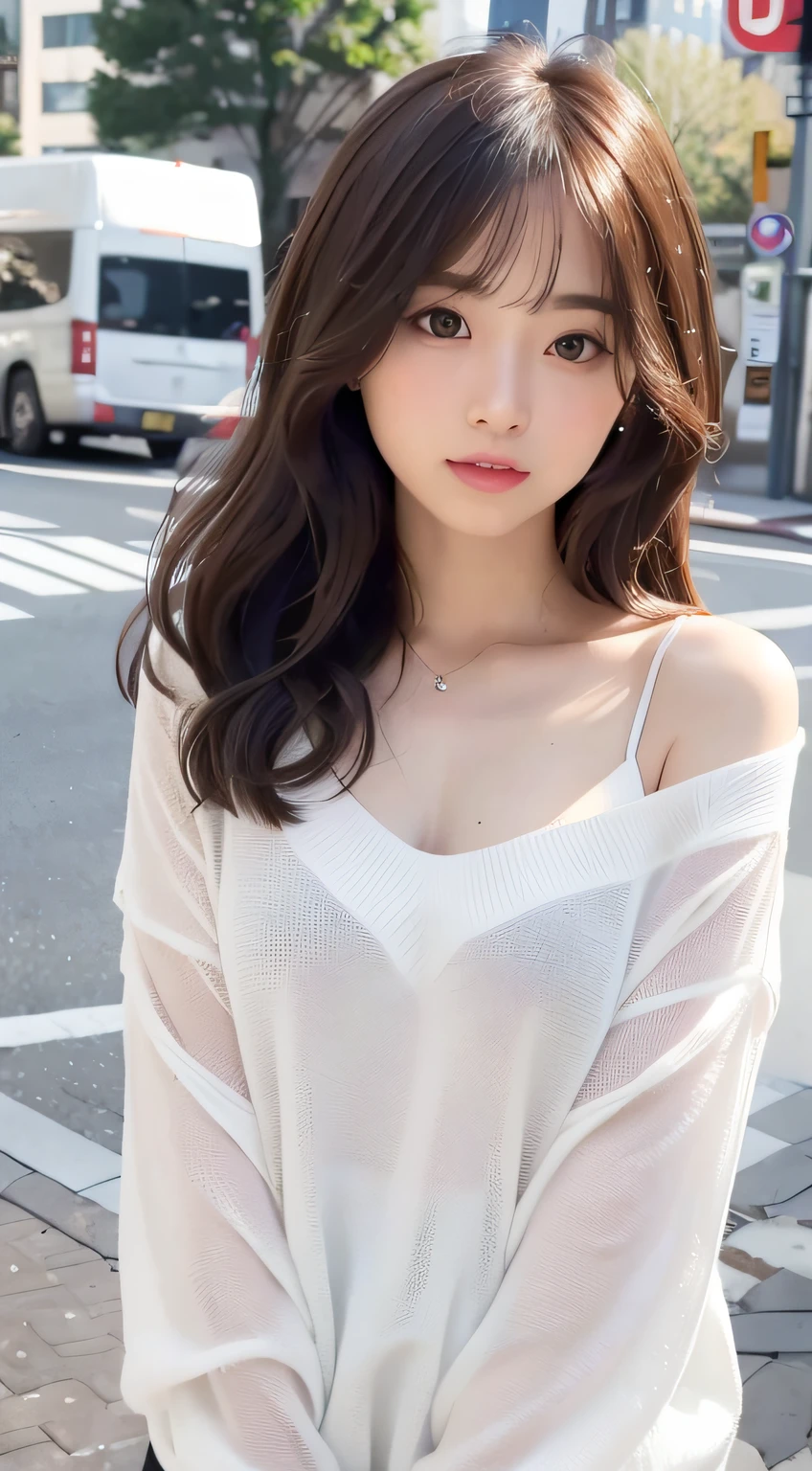 Girl with Camera、mix4、(8K、Raw photography、top-quality、​masterpiece:1.2)、(realisitic、Photorealsitic:1.37)、1girl in、cute little、A city scape、natta、Sateen、Wetty、profetional lighting、photon maping、Radio City、physically-based renderingt、Gradient Brunette Hair、short  curly hair、a handsome、Girly、White Ball Set、superior image quality、hight resolution、1080p、(Clear face)、(Detailed face description)、(Detailed hand description)、(masuter piece)、(Exquisite CG)、 extreme light and shadows、hair messy、​masterpiece、abundant detail、(Exquisite facial features)、(Top image quality)、(​masterpiece)、(Eye of Detail)、Looking forward to your eyes、Delicate collarbones、((Casual wear))、Sweaters、full bodyesbian