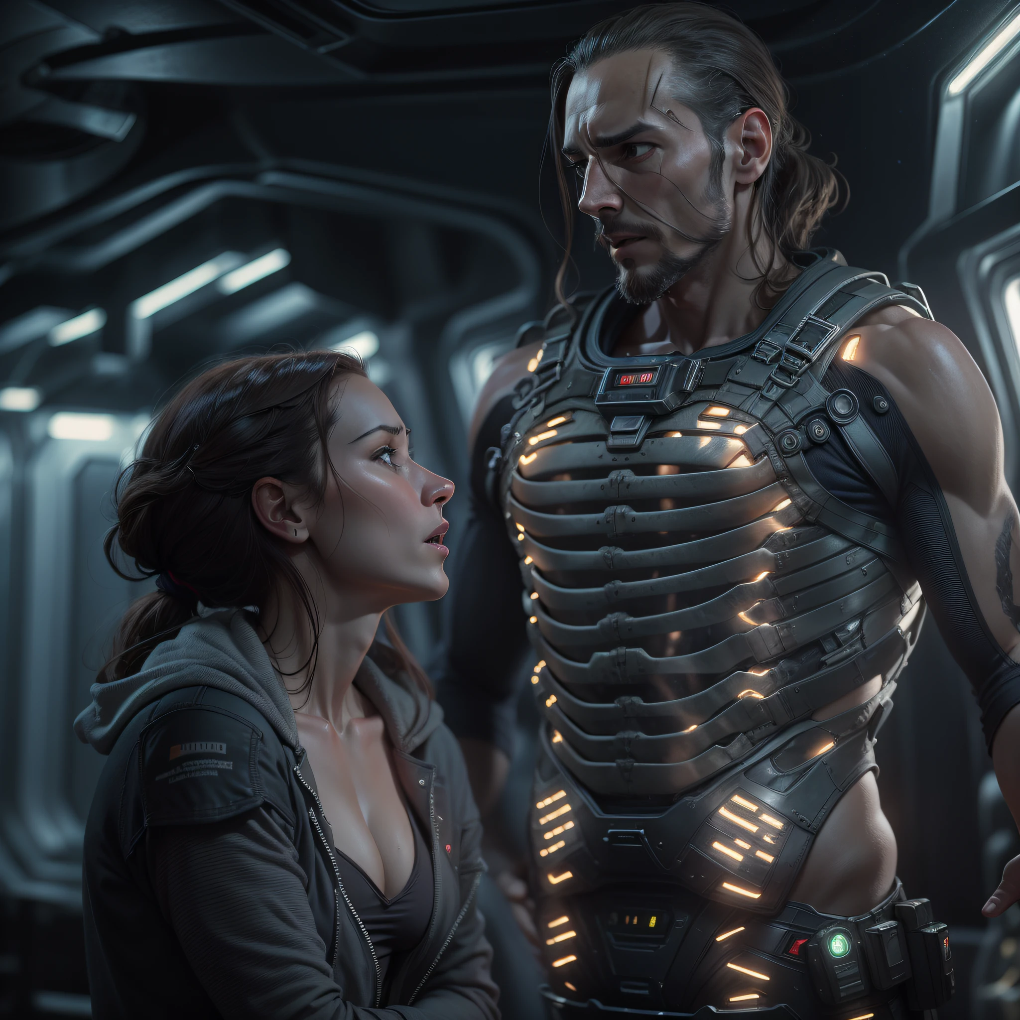 basado_en_la_pelicula_prometheus__mujer_perteneciente_a_la_tripulacion_de_la_spacecraft_prometheus__cintura_delgada_y_caderas_gruesas___abdominales y piermas musculosas. atacada por xenoformo