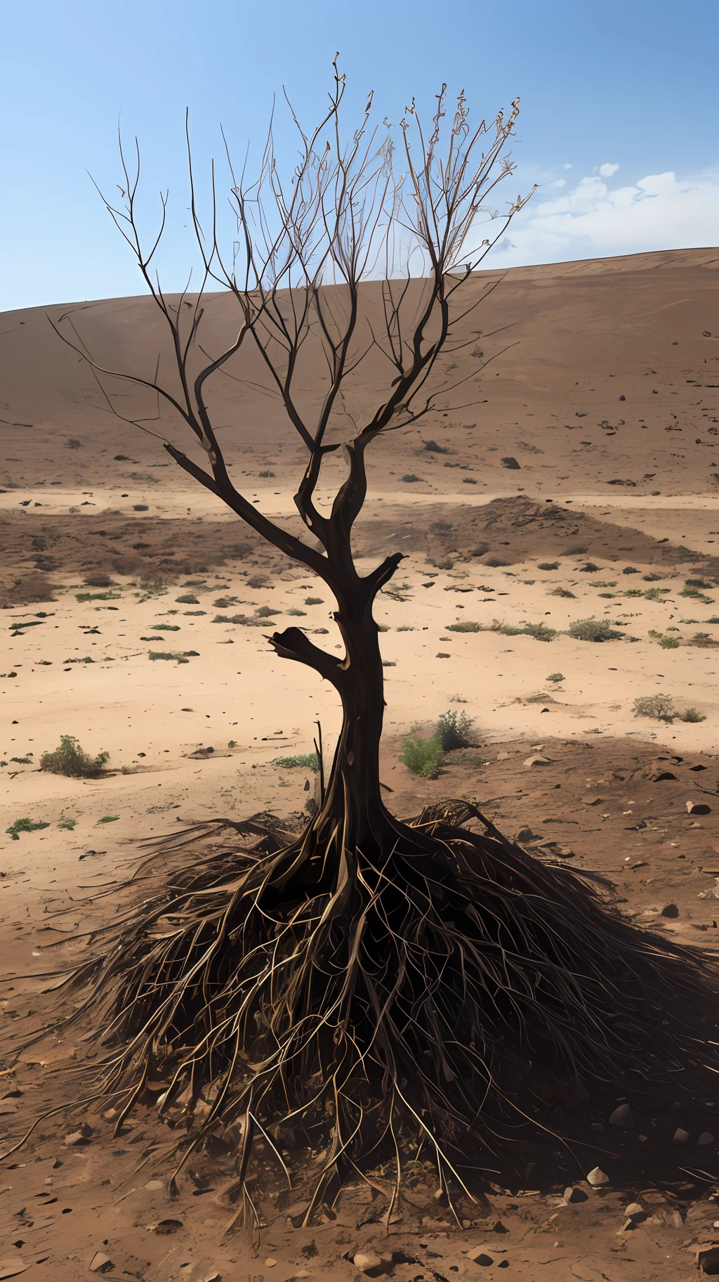 A wilted plant or a barren tree, symbolizing the consequences of inaction and laziness in life. --auto
