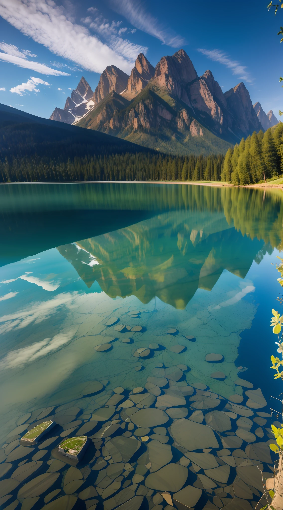 scenecy，photography of，Ultra photo realsisim，nature scenes，Skysky，mont，Eau，