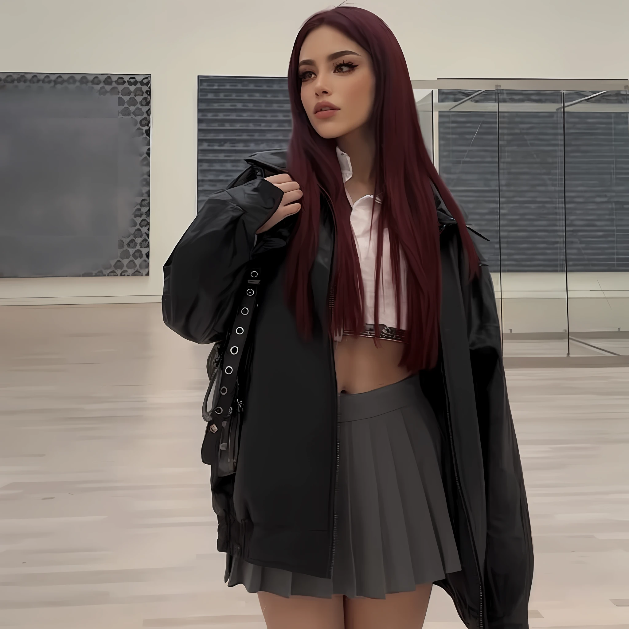 Mulher de saia e jaqueta posando para uma foto, ava max, Retrato de Jossi de Blackpink, ariana grande as a sith, jossi do blackpink, usando jaqueta e saia, Jisoo do Blackpink, jisoo do blackpink, com longos cabelos ruivos, Parque Roseanne do Blackpink, she is wearing streetwear, foto de perfil, com cabelos longos