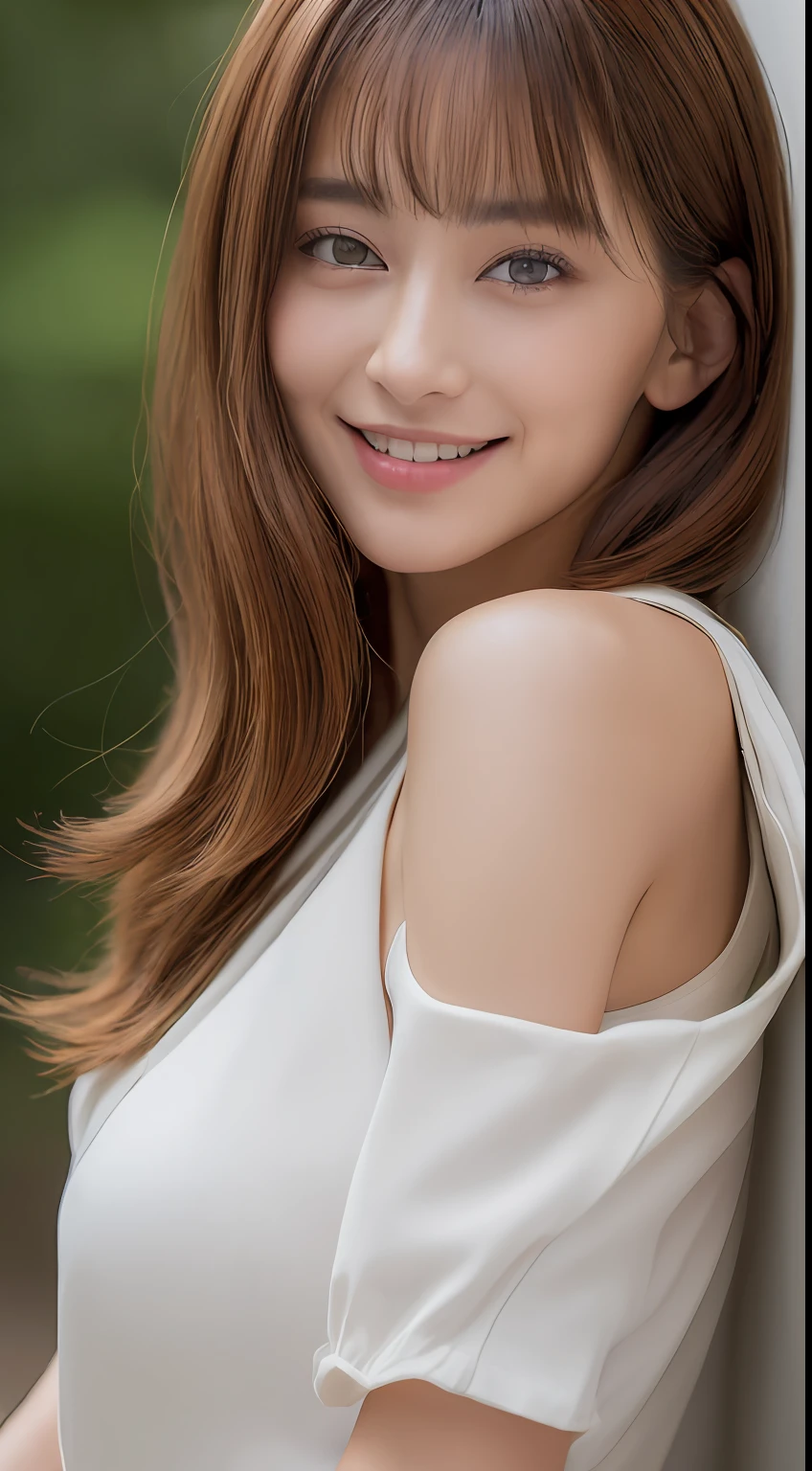 ((top-quality、8K、masterpiece:1.3))、20 years girl、Slim Abs Beauty:1.3、(Hairstyles Brown Hair Shortcuts、Colossal tits:1.2)、doress:1.1、Super fine face、Delicat eyes、二重まぶた、A smile、Home、Raw photo