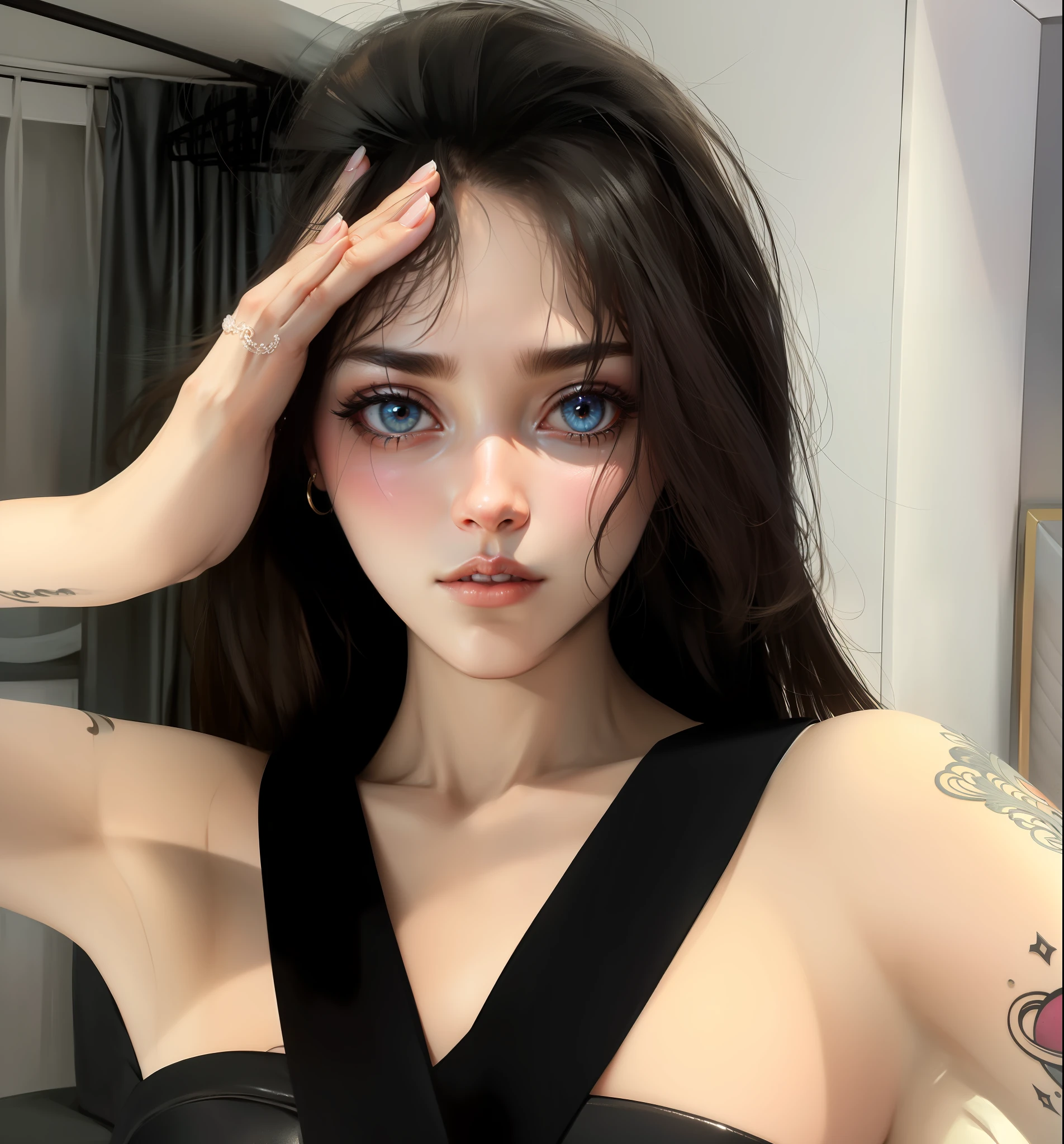 beautifully detailed eyes and face, tmasterpiece, best qualtiy, closeup cleavage, The upper part of the body