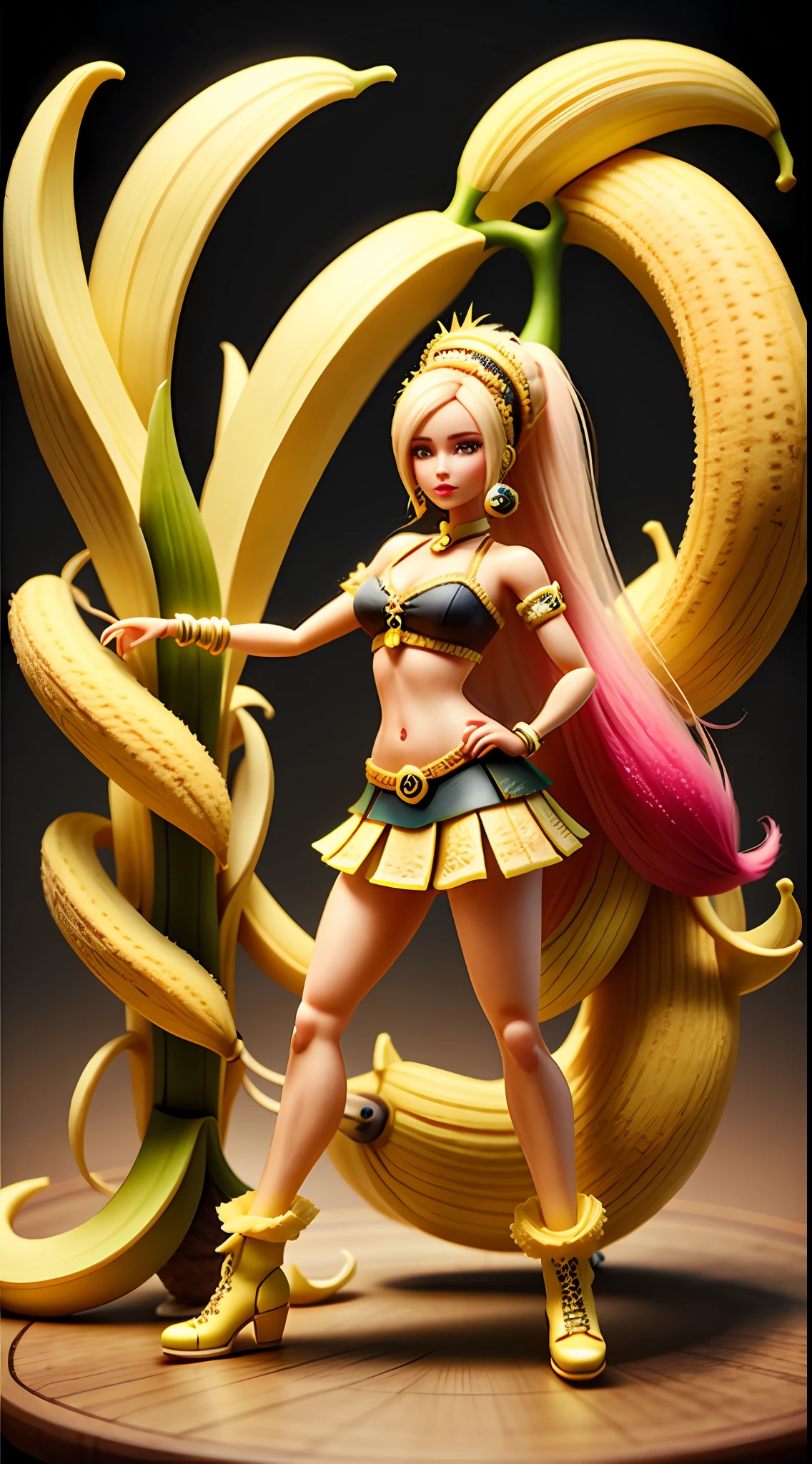 cute banana fruit barbie, octane render, unreal engine, highly detailed, intricate