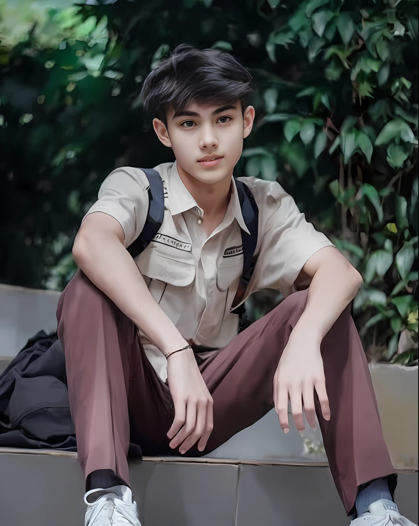 Masterpiece, best quality, ultra detailed, sfw, 1boy, an attractive 18 year old,((sweat)), wearing tight underwear, big bulge , full body shot, side view,