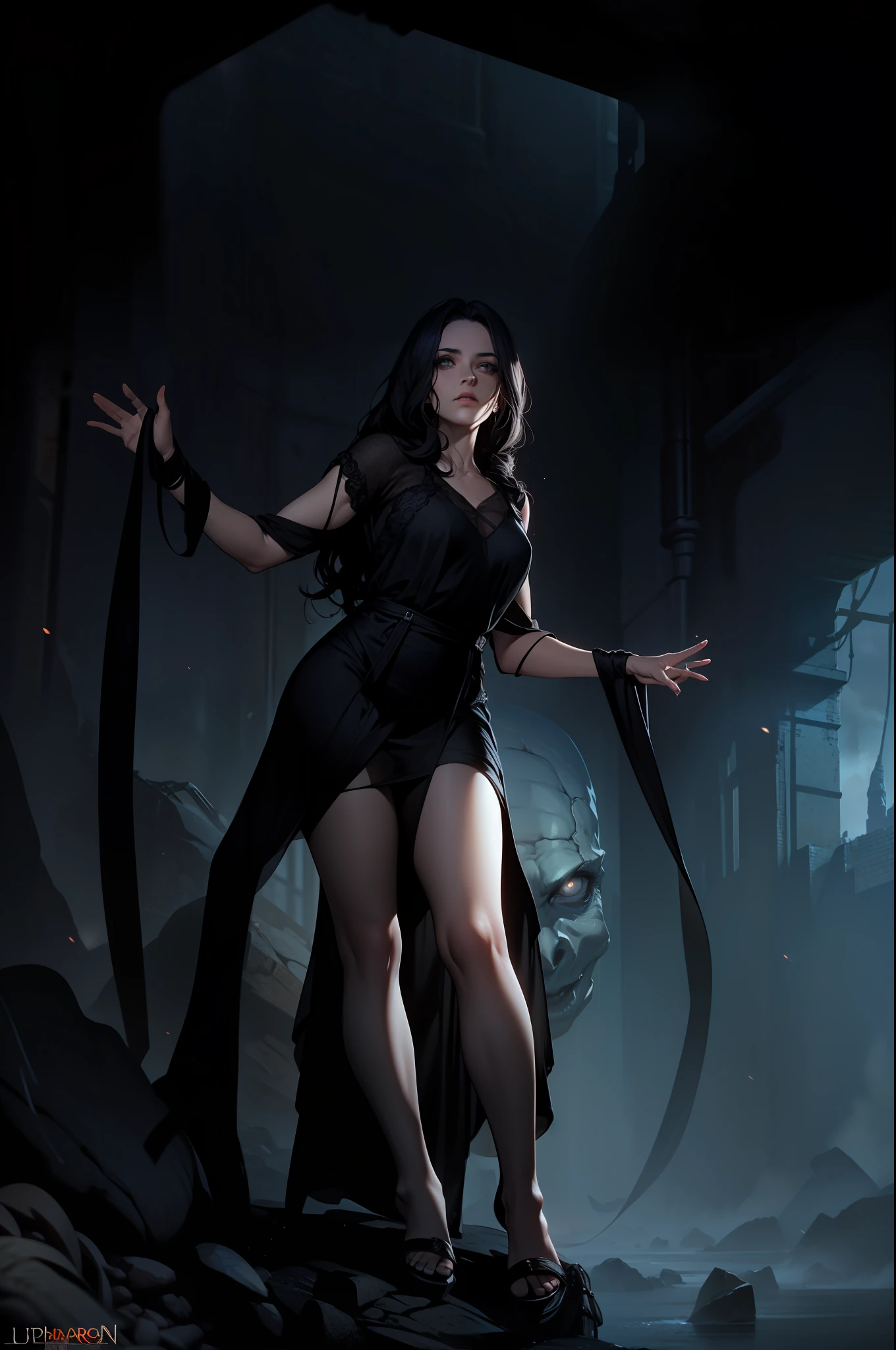 (Shelob), hot, beautiful woman, mature face, Shadow Of War, untied hair, Mordor, lord of the rings, extremely detailed face and eyes, (masterpiece), absurdres, 8k